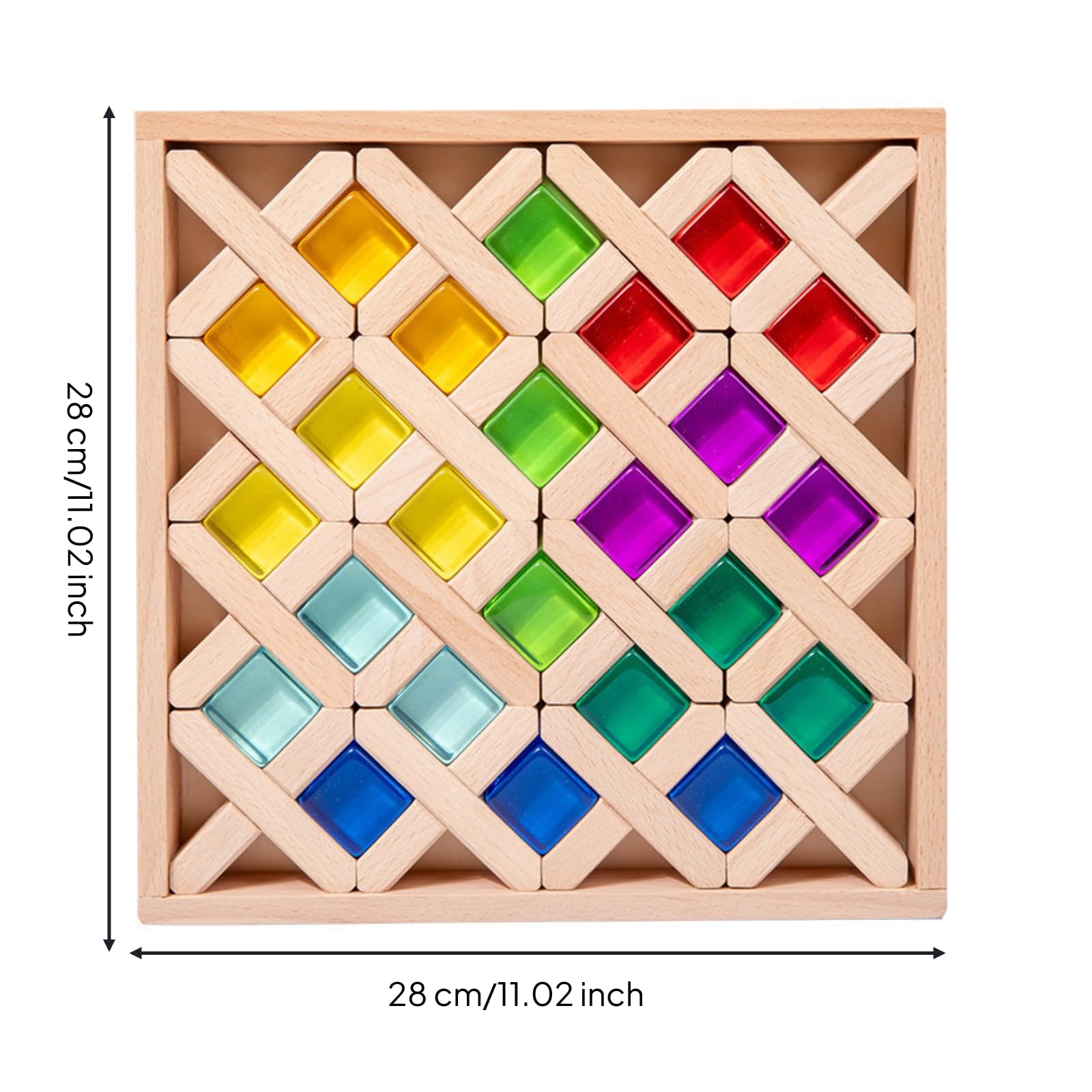 Gralara Holzpuzzle mit Geometrischen Formen Abgerundet Formensortierspiel Stabil Steckspiel für, Babys, Zimmer, Kreuz-Edelstein-Bausteine