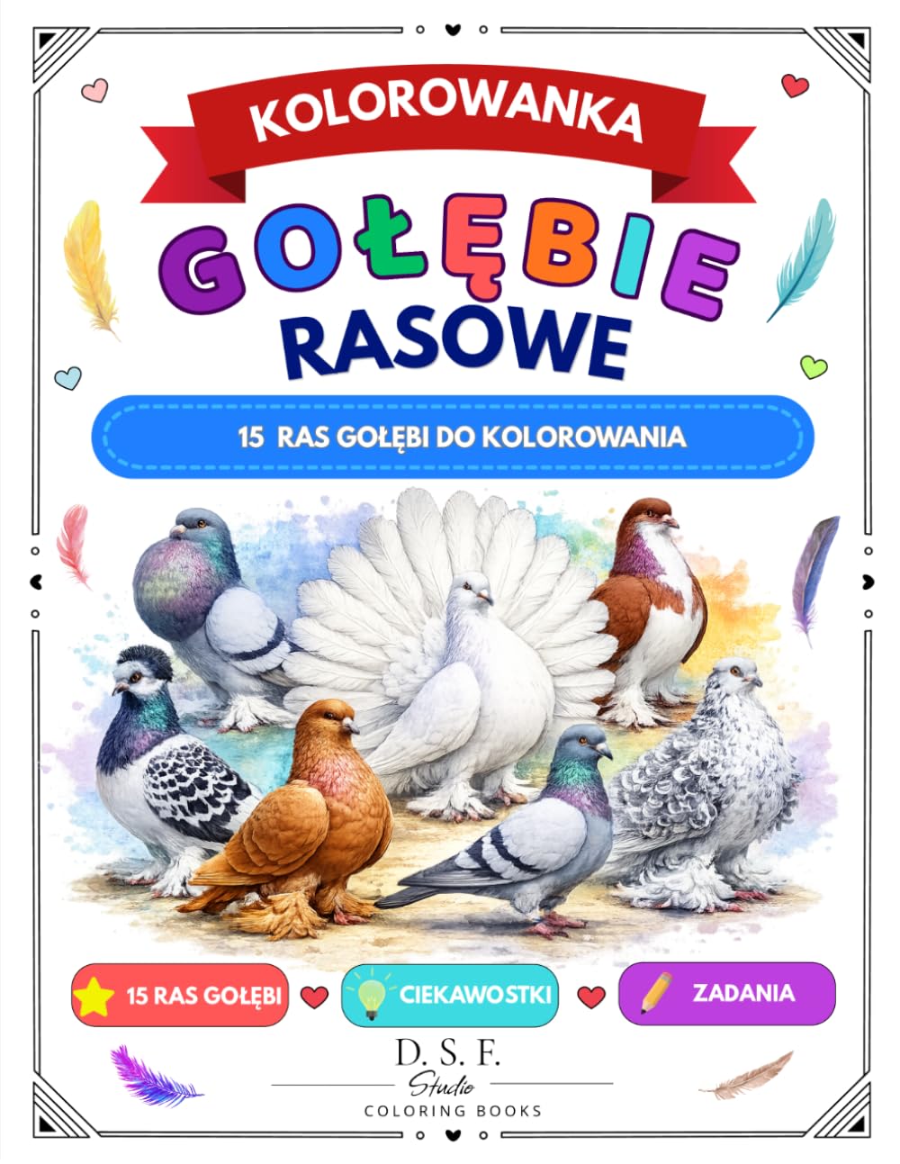 Kolorowanka Gołębie Rasowe: 15 ras gołębi do kolorowania