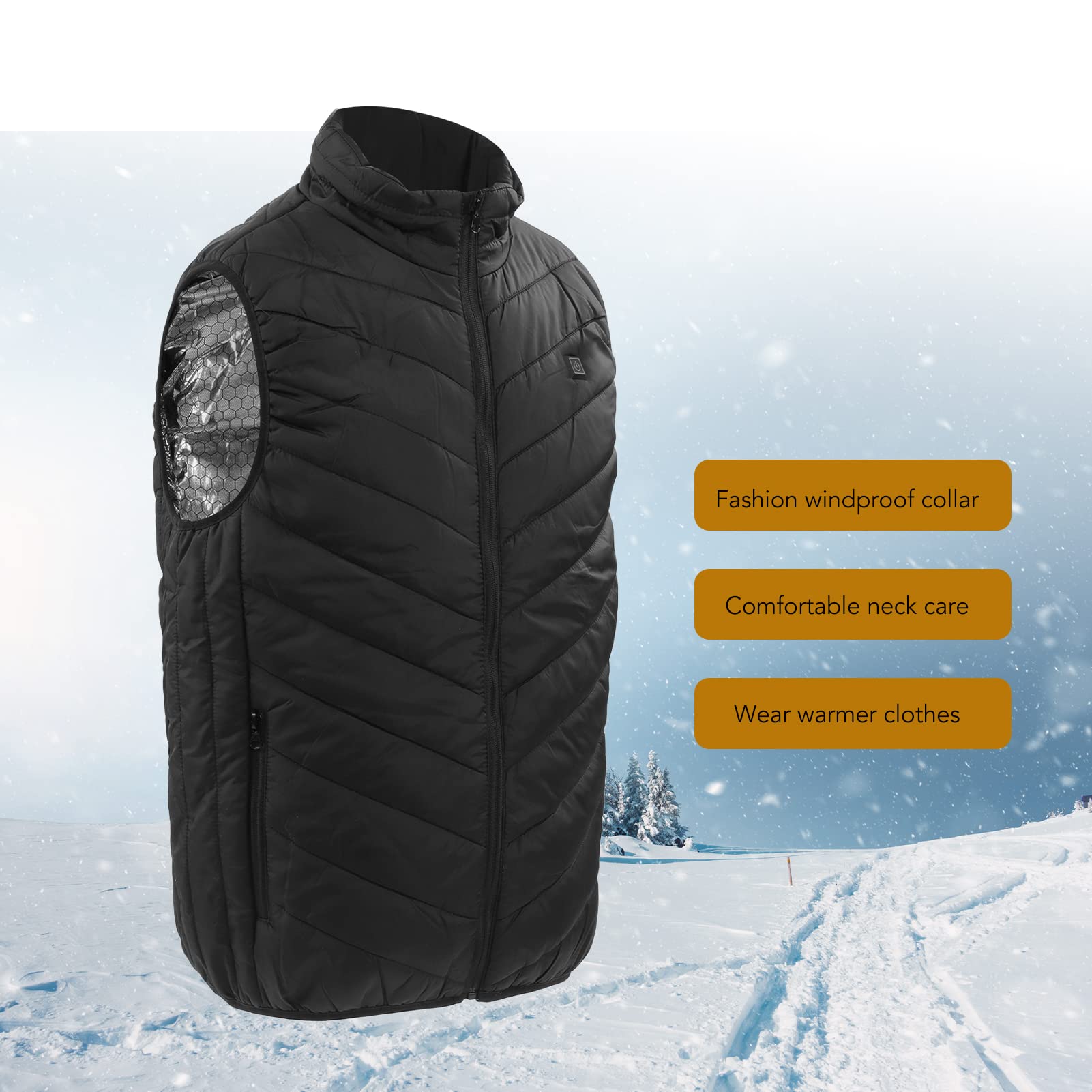 Topyond Electric Heated Vest,USB Heated Vest Single Control 9 Zone Intelligent Thickening Warm Electric Heated Jacket for Winter Black 4XL (XL)