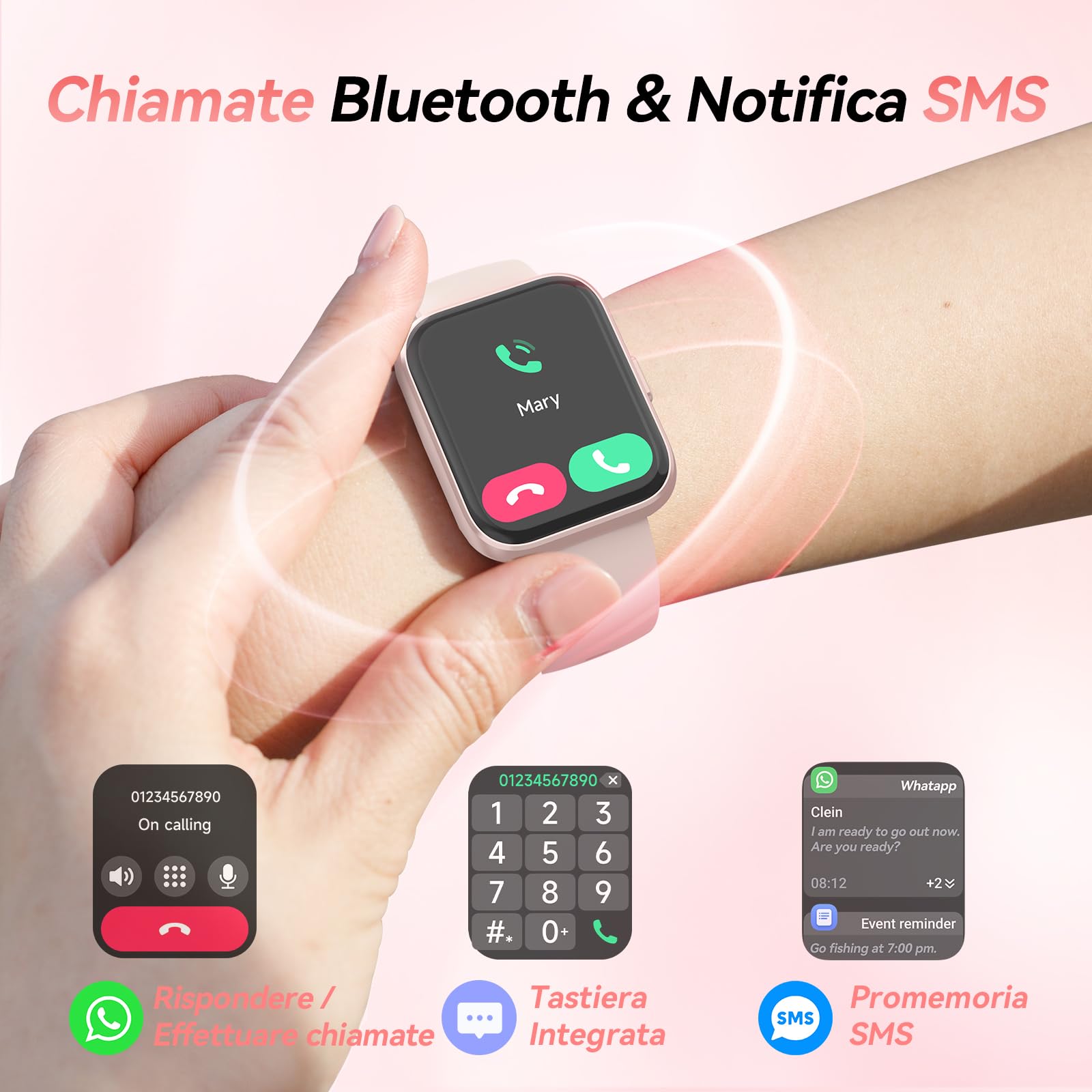 Fitpolo ID208P Smartwatch Uomo Donna, 1.8" Orologio Fitness IP68 Effettua/Risposta Chiamate 100+ Sportive, Contapassi/Sonno/Cardiofrequenzimetro/SpO2, Compatibile con Samsung/Xiaomi/Huawei/Oppo/iPhone