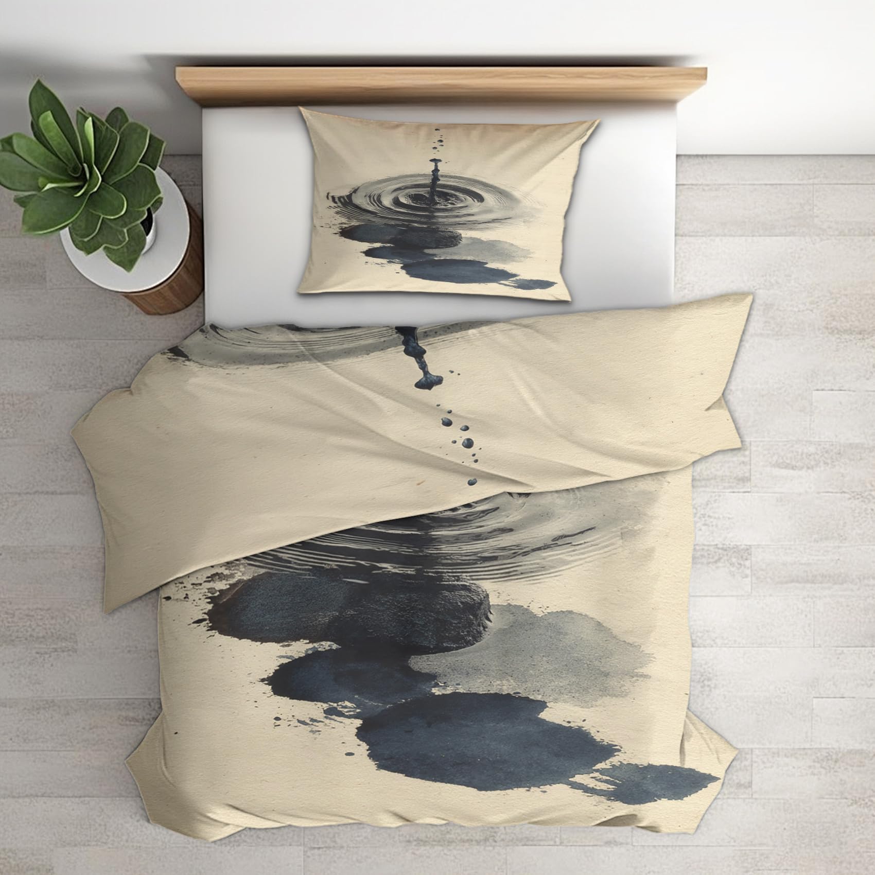 Generisch Zen Bettwäsche 135x200 2er Set Deckenbezug, Geschenk | Japanisch Orientalisch Einfach Muster, Bettbezug Set, Bügelfreie, Reißverschluss, Kissenbezug, Wendebettwäsche Zen Deko