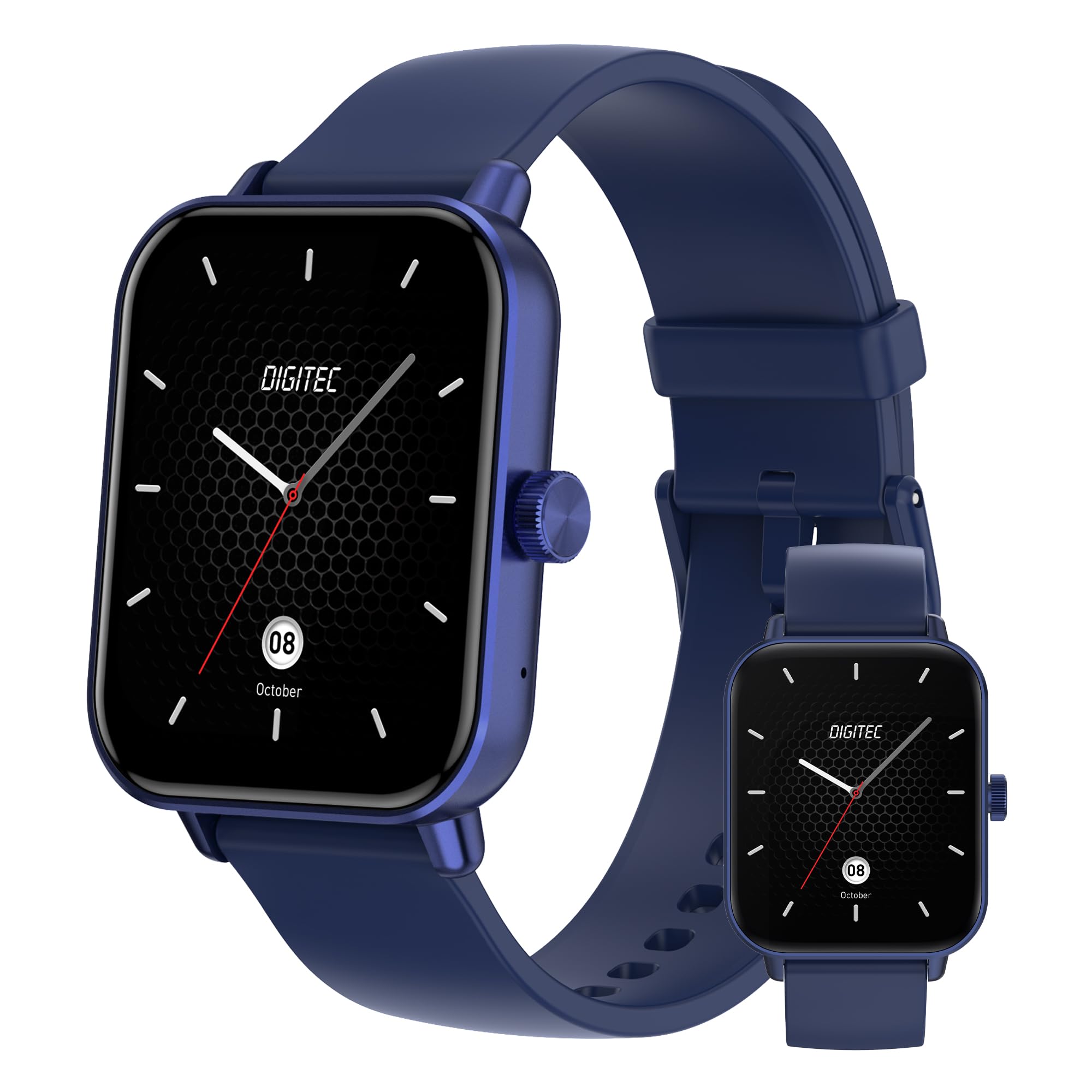 Digitec Montre connectée Square Bleue avec Bracelet en Silicone Bleu, Homme Femme, Suivi activité et Sommeil
