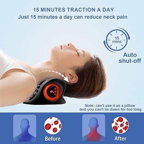 Miniatura 5 de Masajeador de cuello, relajante de cuello y hombros con calor, dispositivo portátil de tracción cervical de hombro inalámbrico para aliviar el
