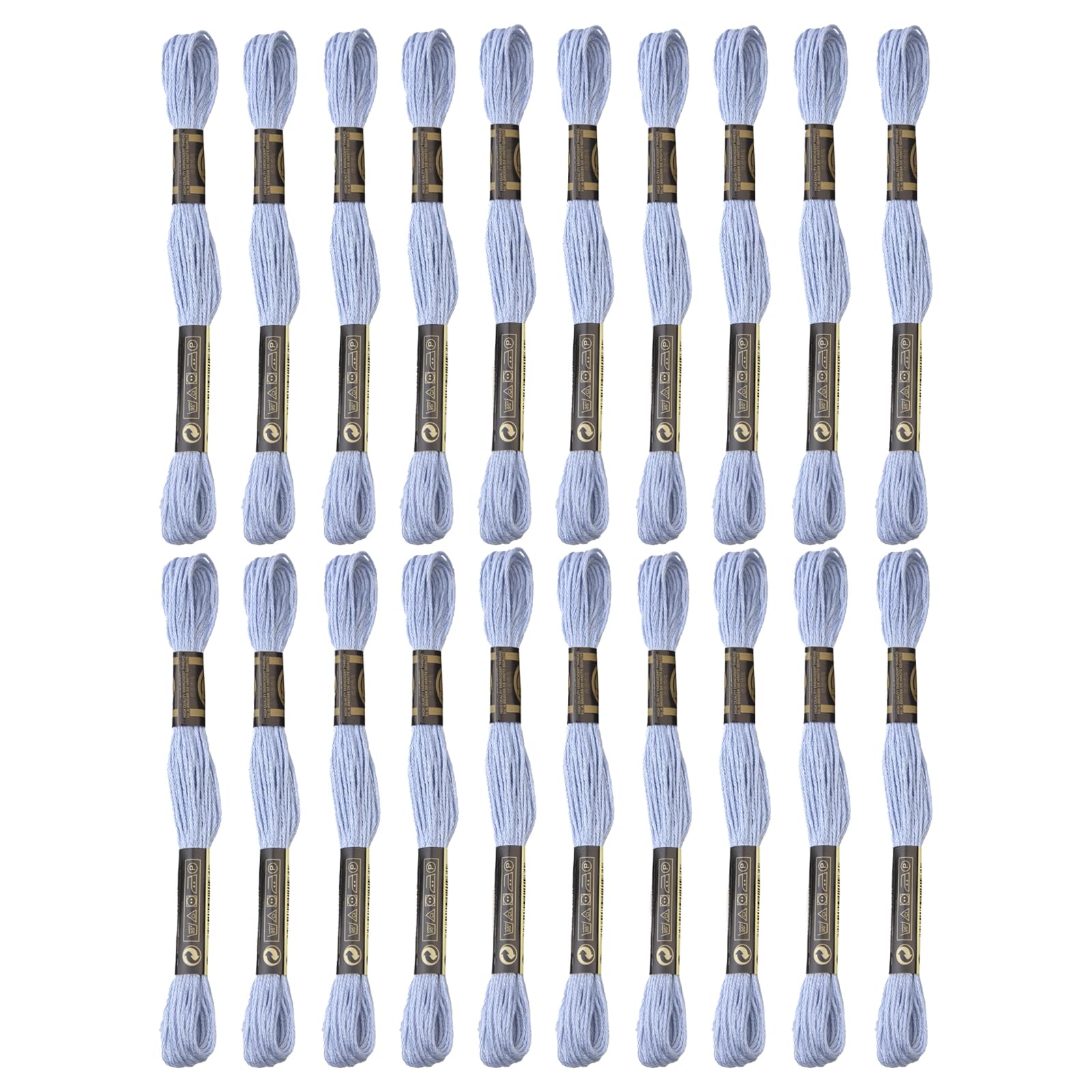 24 Skeins Embroidery Cotton Floss is 100% Egyptian Long Fiber Cotton of 8.75yds Each Cotton Cross Stitch Thread for Hand Embroidery DIY Creation and Friendship Bracelet String. (24, Light Blue)
