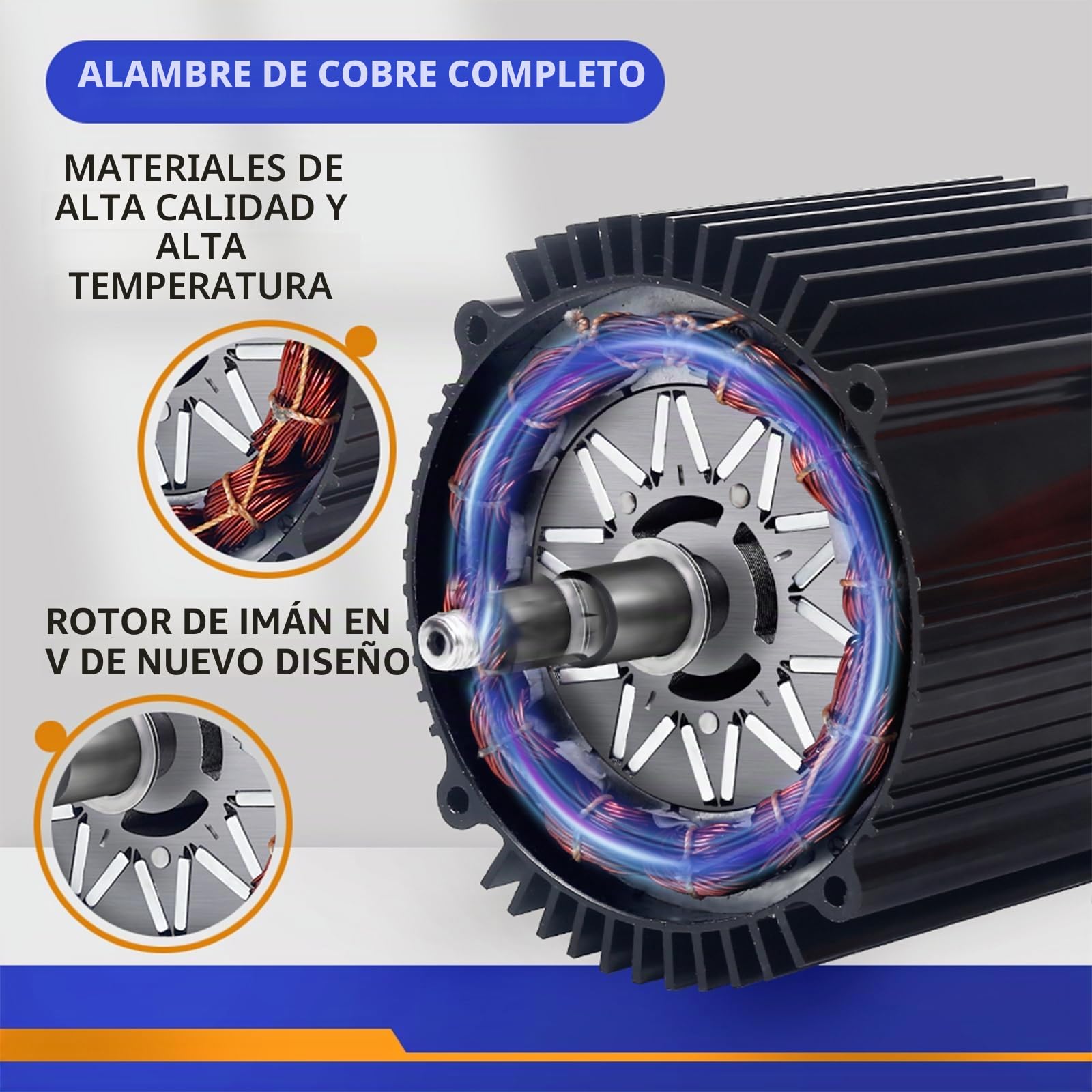 Kunray Motor eléctrico 72V 5000W Motor de alta potencia Mejorado, motor eléctrico para kart Go Kart, motor eléctrico de 6800 rpm para Gokart, patinetas, Dirtbike, ATV/motocicleta, Kit de mejora Razor