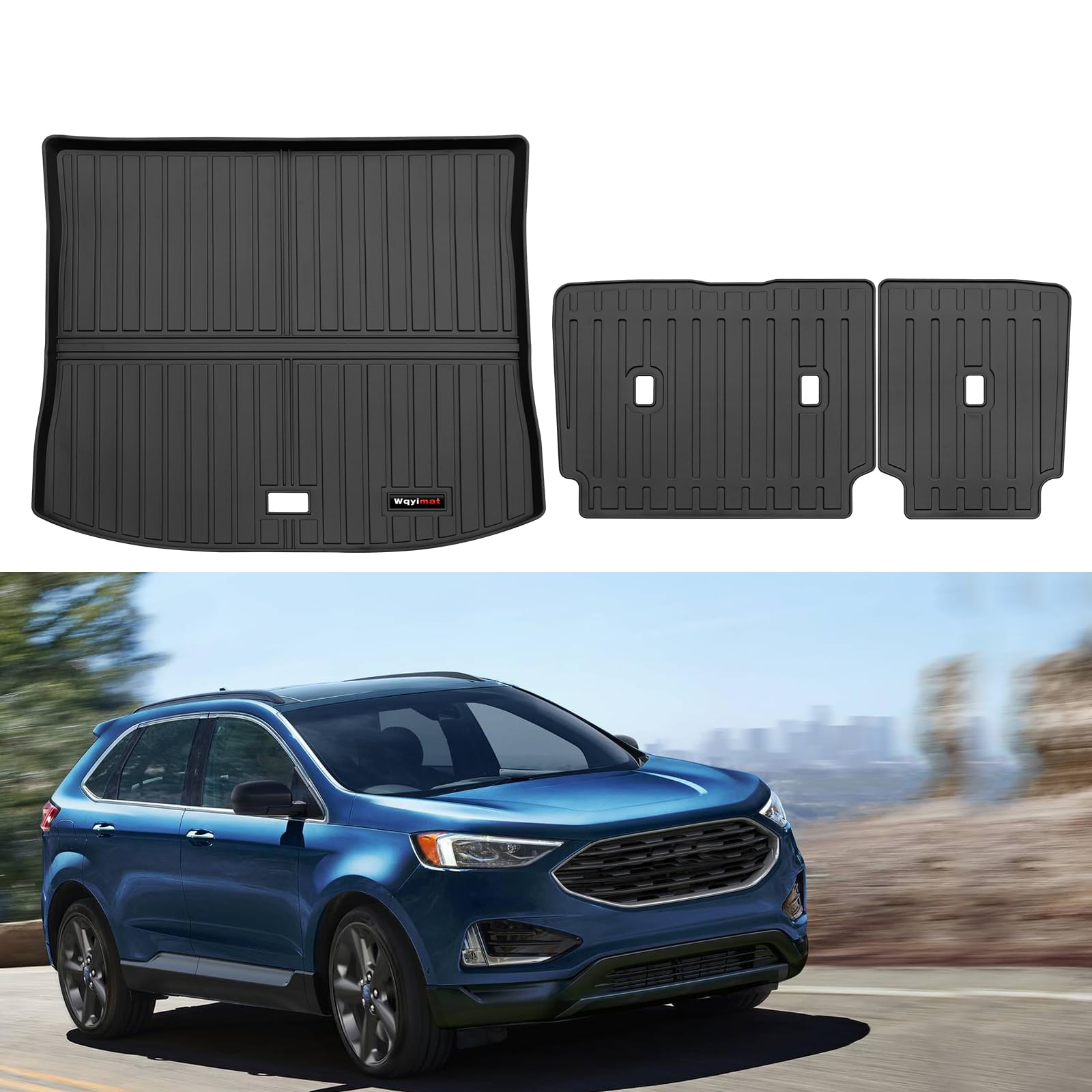 (Similar product) for 2015-2024 2025 Ford Edge Cargo Mats Trunk Liner and Backrest Mat All Weather TPE Rubber Protection Mat for Ford Edge ST Accessories (Cargo Liner+Backrest Mat)