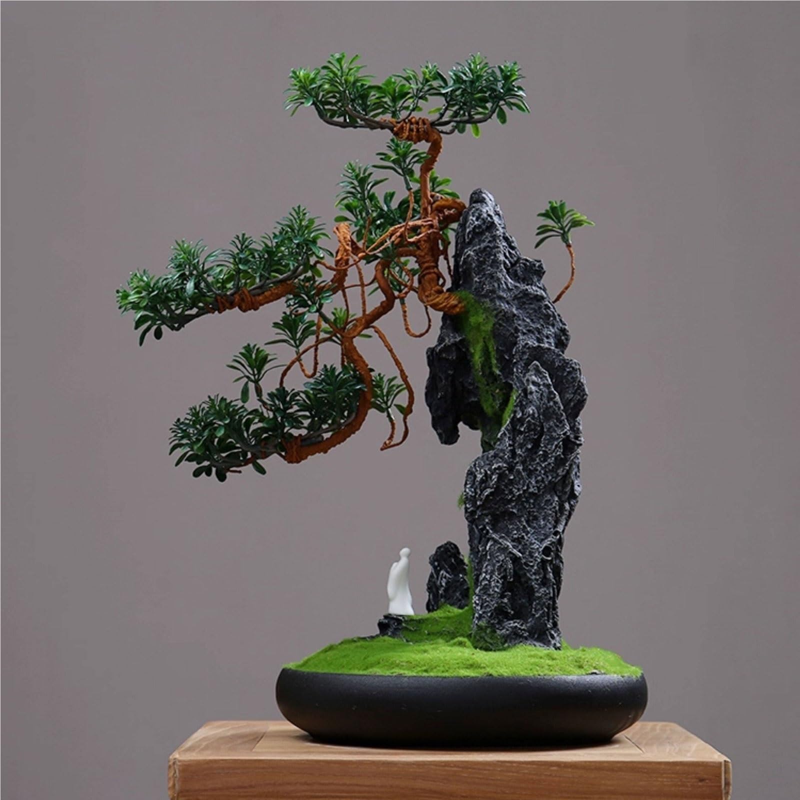 Plantas artificiales Bonsai artificial en maceta de cerámica pino falso