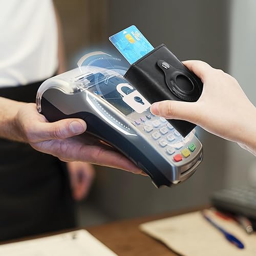 Miniatura 5 de Airtag Wallet Men Double Layers,RFID Smart Slim Leather Air Tag Wallet, High Capacity Pop Up Apple Airtag Wallet with Airtag Holder(Classic Black)