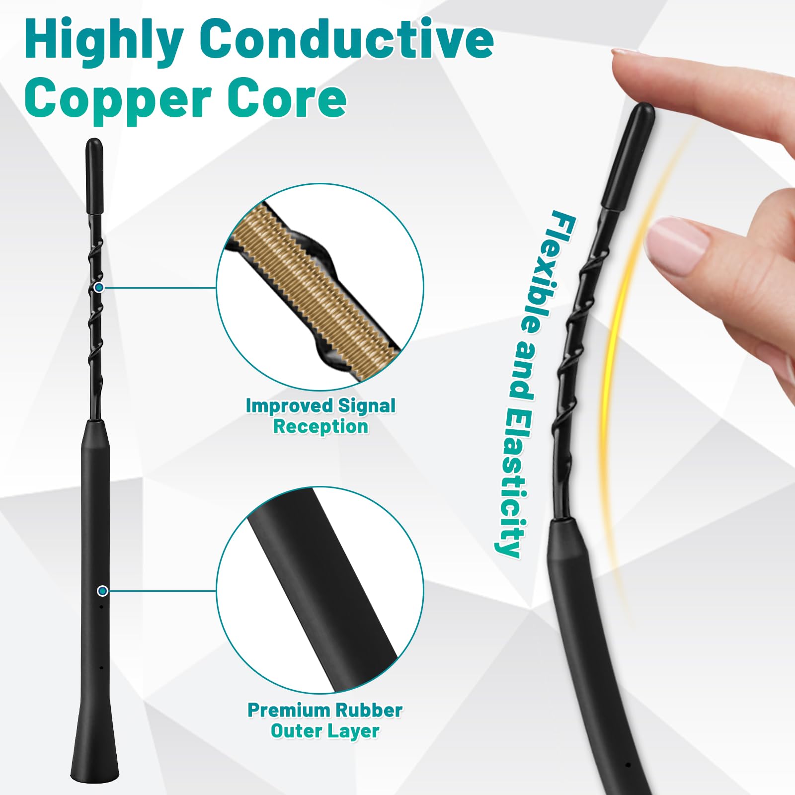 Car Aerial, Universal Antenna Replacement, AM/FM/DAB Roof Car Radio dab Aerial Mast, Radio Car Signal Booster Rod Car Antenna for Vehicles, Screws M4 M5 M6，23cm/9 inch Long - 4