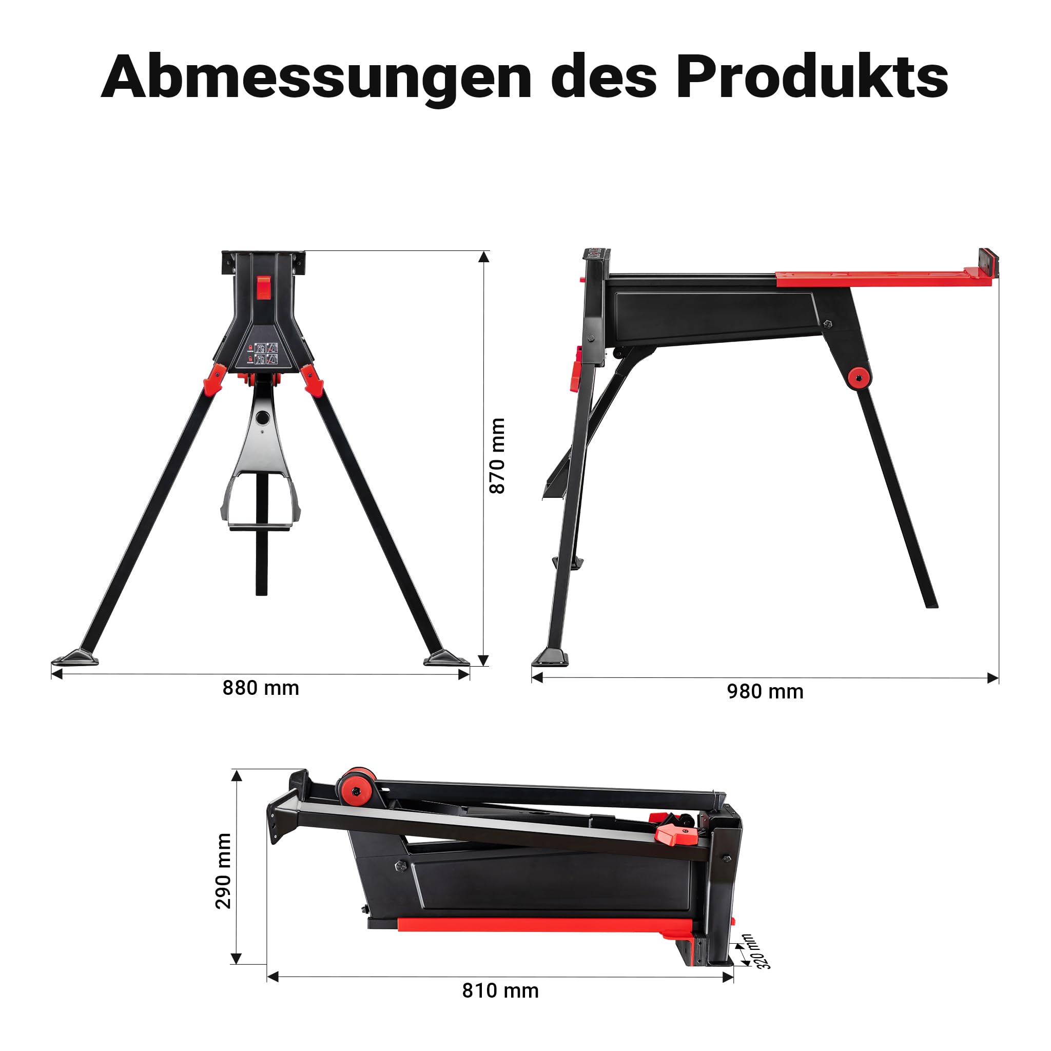 Wiltec Werkbank mit Spannsystem 98 x 88 x 87 cm, Mobile Werkbank bis 200 kg, Arbeitstisch klappbar, Werkstatteinrichtung ergonomisch, Werktisch Werkstatt
