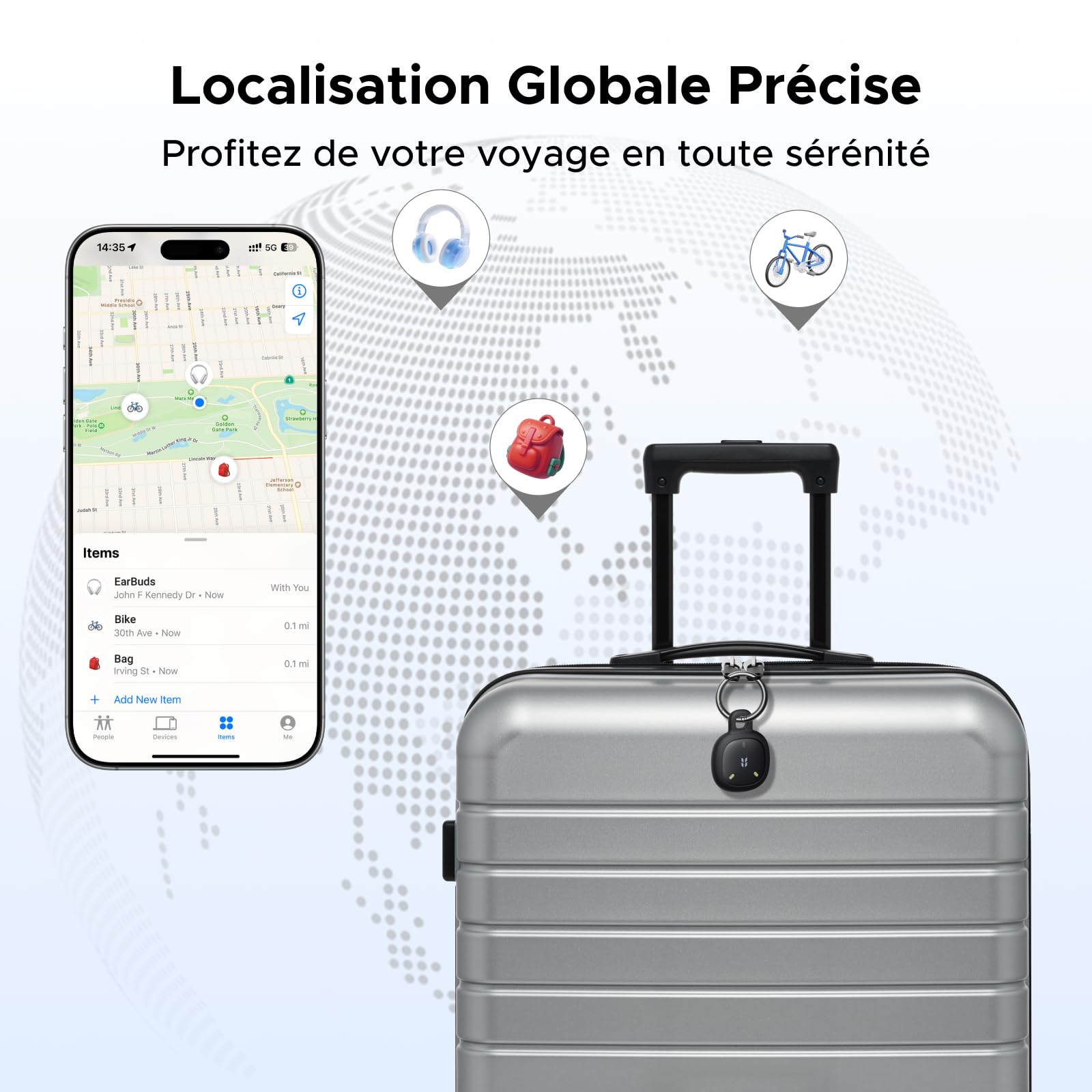 UGREEN FineTrack Mini 2 Finder Tag 110dB Fluorescence IP68 Traceur Fonctionne avec Find My iOS Uniquement 7 Ans Batterie Localisateur d'Objets Bluetooth pour Clés Portefeuilles Bagage Sacs Lot de 4