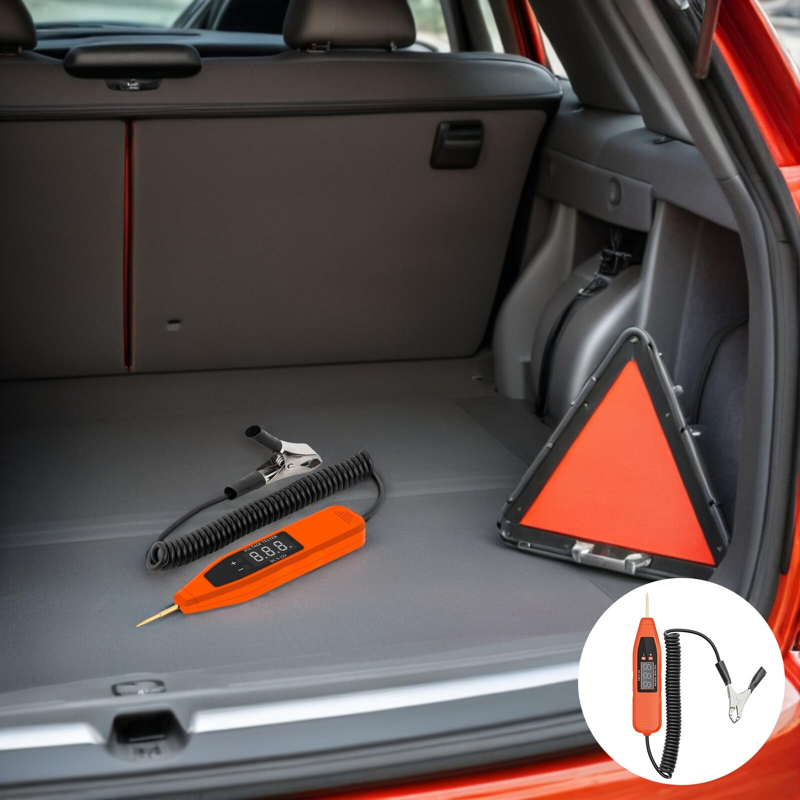 TOPBATHY Probador de Circuitos Eléctricos Digital para Coches Comprobador de Tensión y Continuidad Herramienta de Diagnóstico Automotriz con Pantalla Numérica sin Batería Compatible con