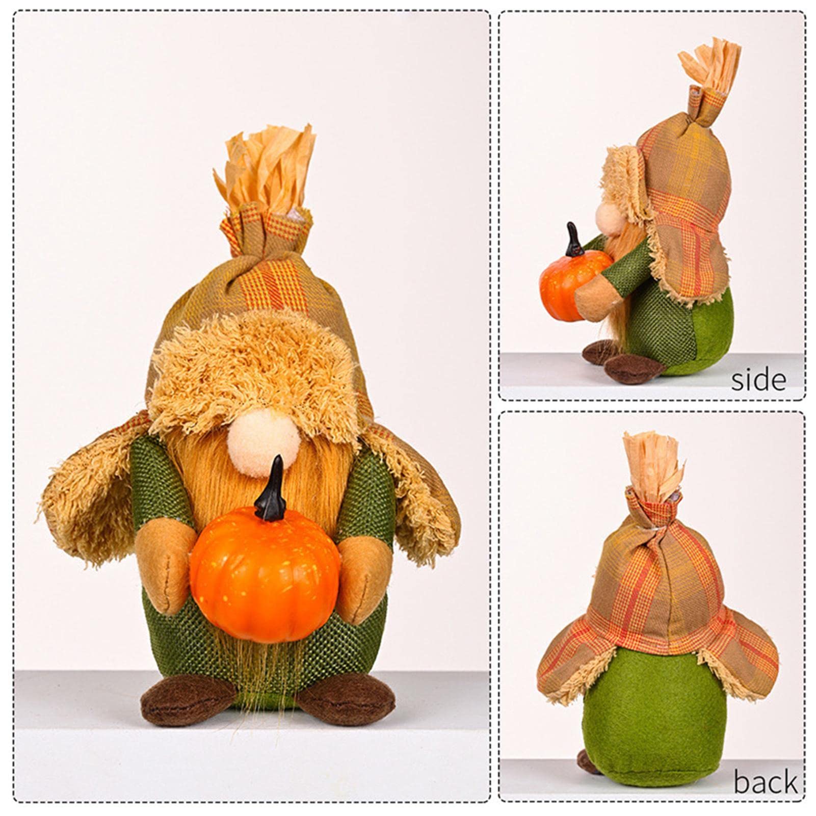 Decorazione per mensola del Ringraziamento, Gnomo autunnale, Foglia d'Acero, Gnomo in peluche con zucca, stile scandinavo nordico Nisse da collezione