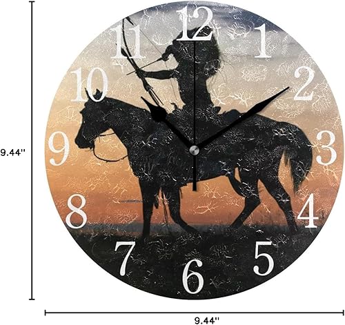 Miniatura 7 de senya Reloj de pared nativo americano silencioso sin tictac operado redondo fácil de leer en casa oficina escuela reloj