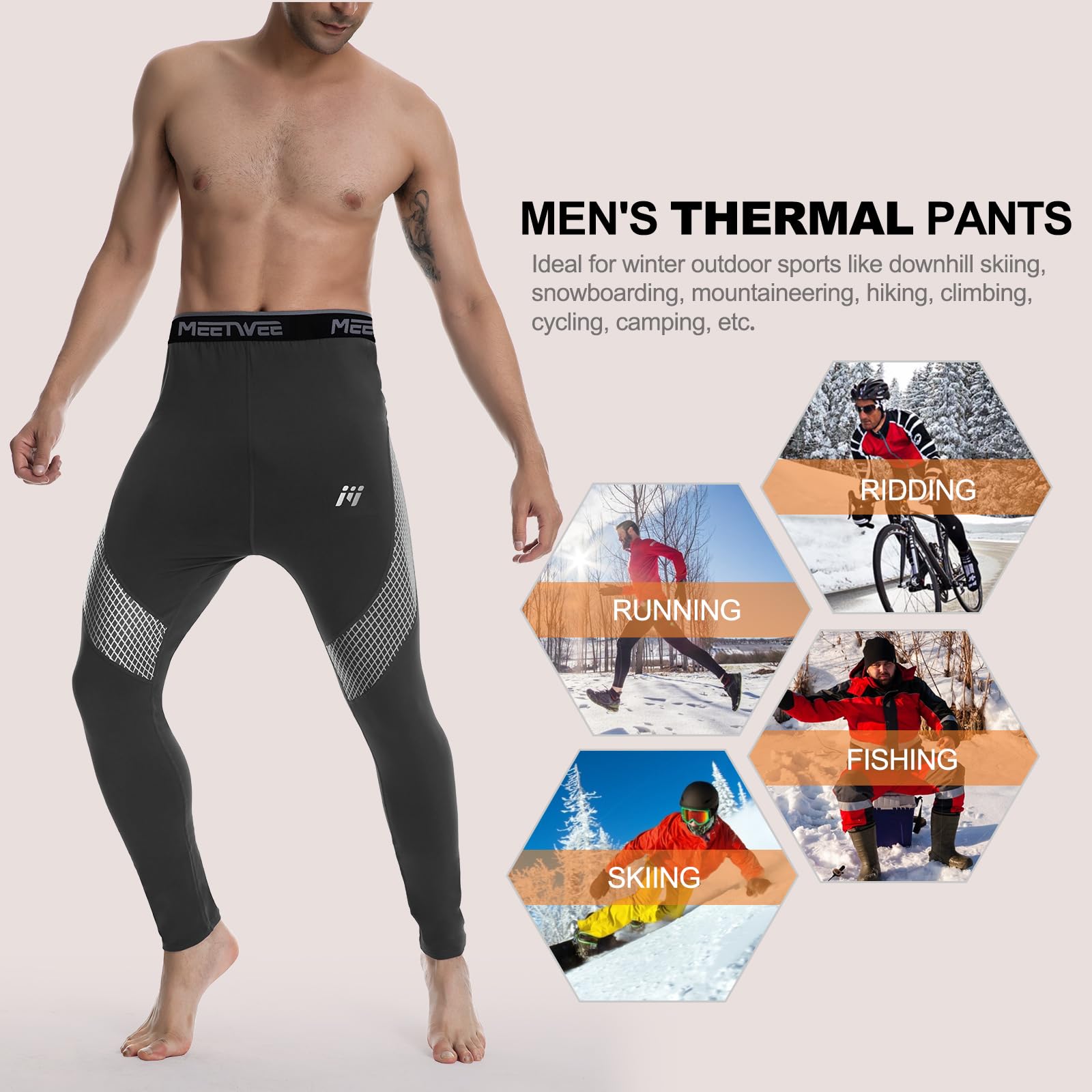 MEETWEE spodnie kompresyjne męskie sportowe legginsy - Legginsy Mężczyźni