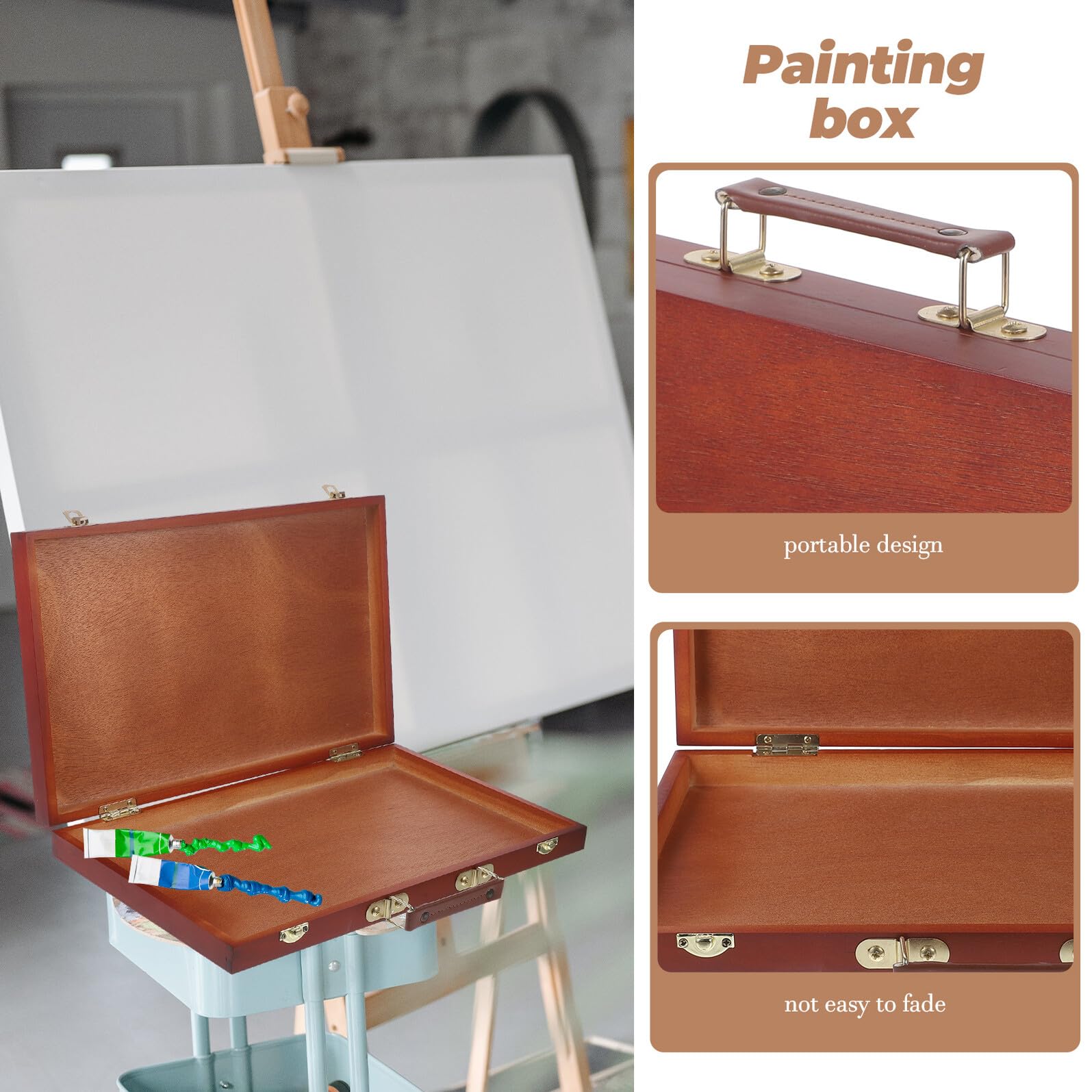 NOLITOY Boîte à Outils Peinture Bois Légère pour Crayons et Pigments Mallette Dessin Portable Rangement Pratique pour Artistes Stockage pour Aquarelle et Huile