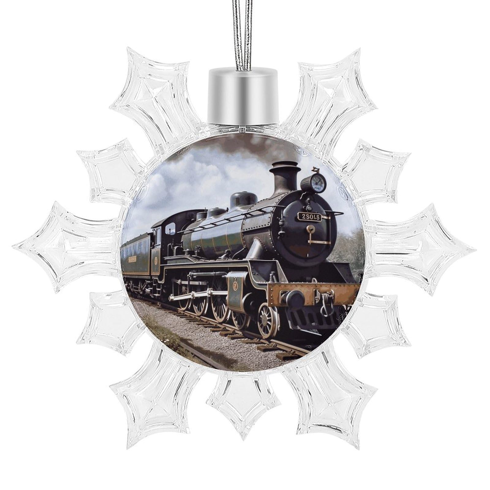 Steam Locomotive Train Snowflake Ornaments Cute Snowflake Pendant Exquisite Christmas Tree Ornaments for Christmas Weddings New Year Birthday Holiday Celebration