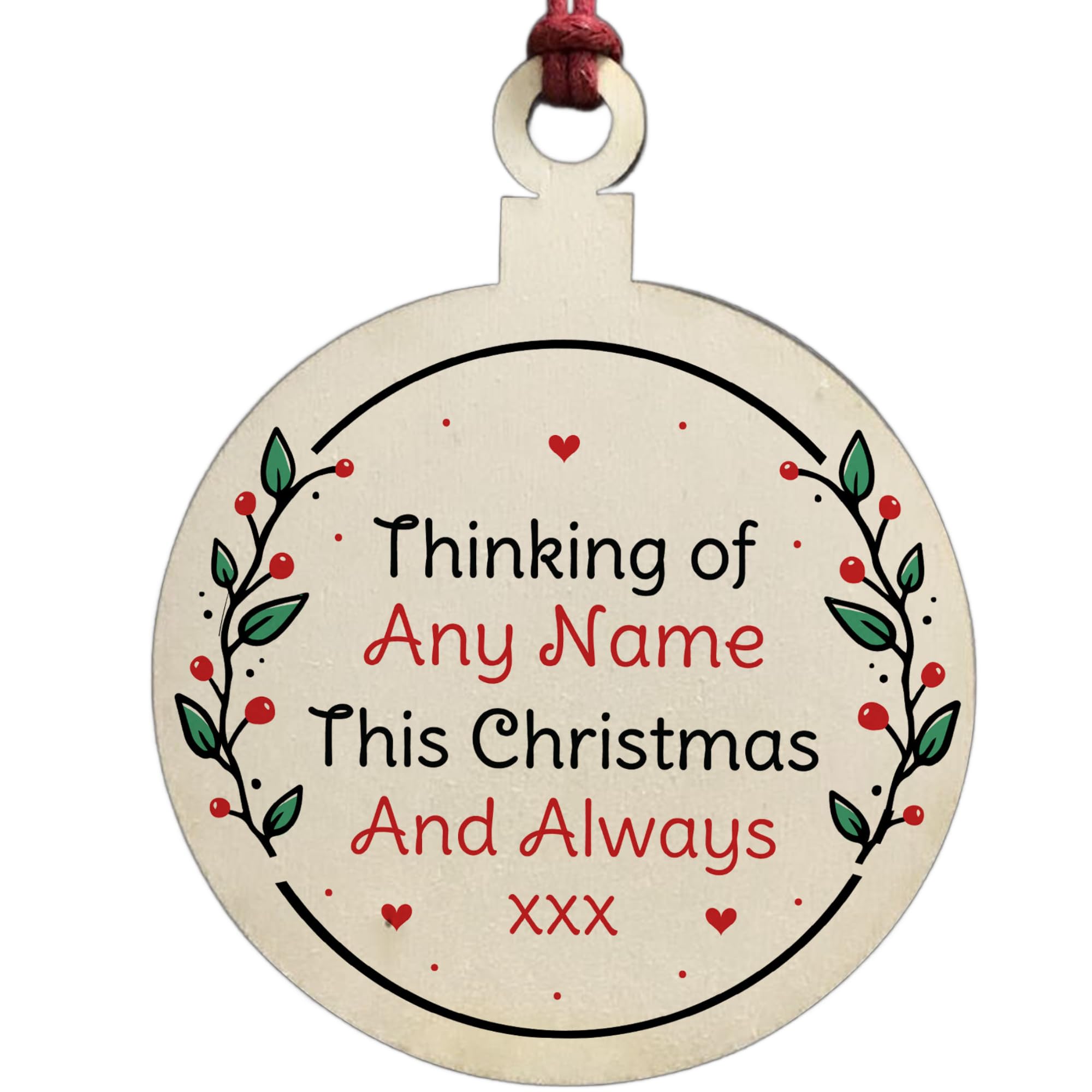 Memorial Ornament For Nan Grandad Mum Dad Wood Tree Decoration Personalised