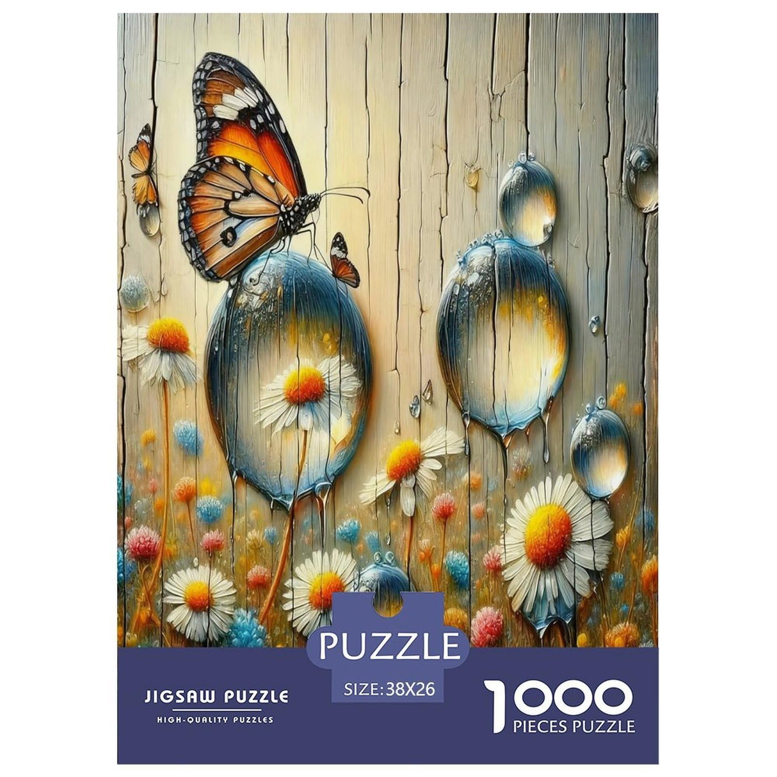 Waterdrop Butterfly 1000 Piece Jigsaws for Adults Educational Games Beautiful Home Decoration Art Colorful DIY Craft 38x26cm/1000pcs — image 1