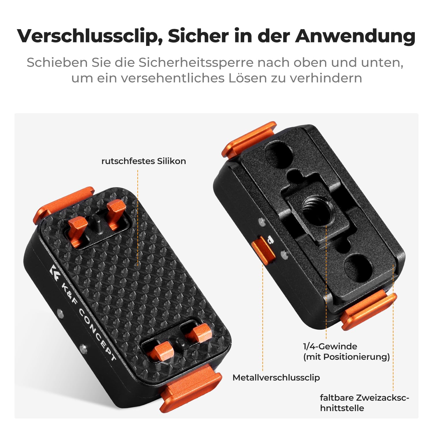 K&F CONCEPT Magnetischer Schnellwechseladapterhalter Kompatibel mit Insta360 X5/X4 Air, Ace Pro 2, Schnellverschluss 1/4" Schraubenloch, Aluminiumlegierung Halterung Erweiterung