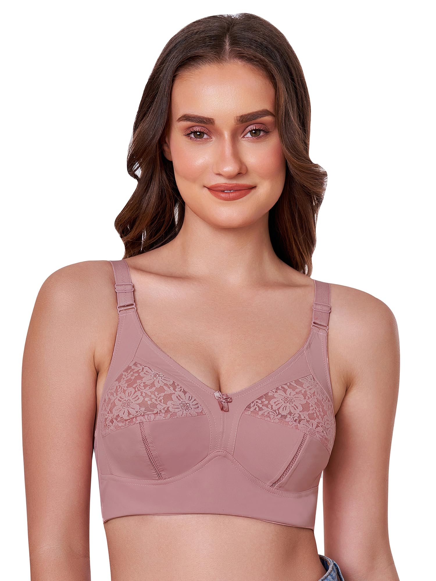 maroon Long Lasting M Frame Non-Wired Non-Padded Seamed Full Coverage T-Shirt Bra-picture-48
