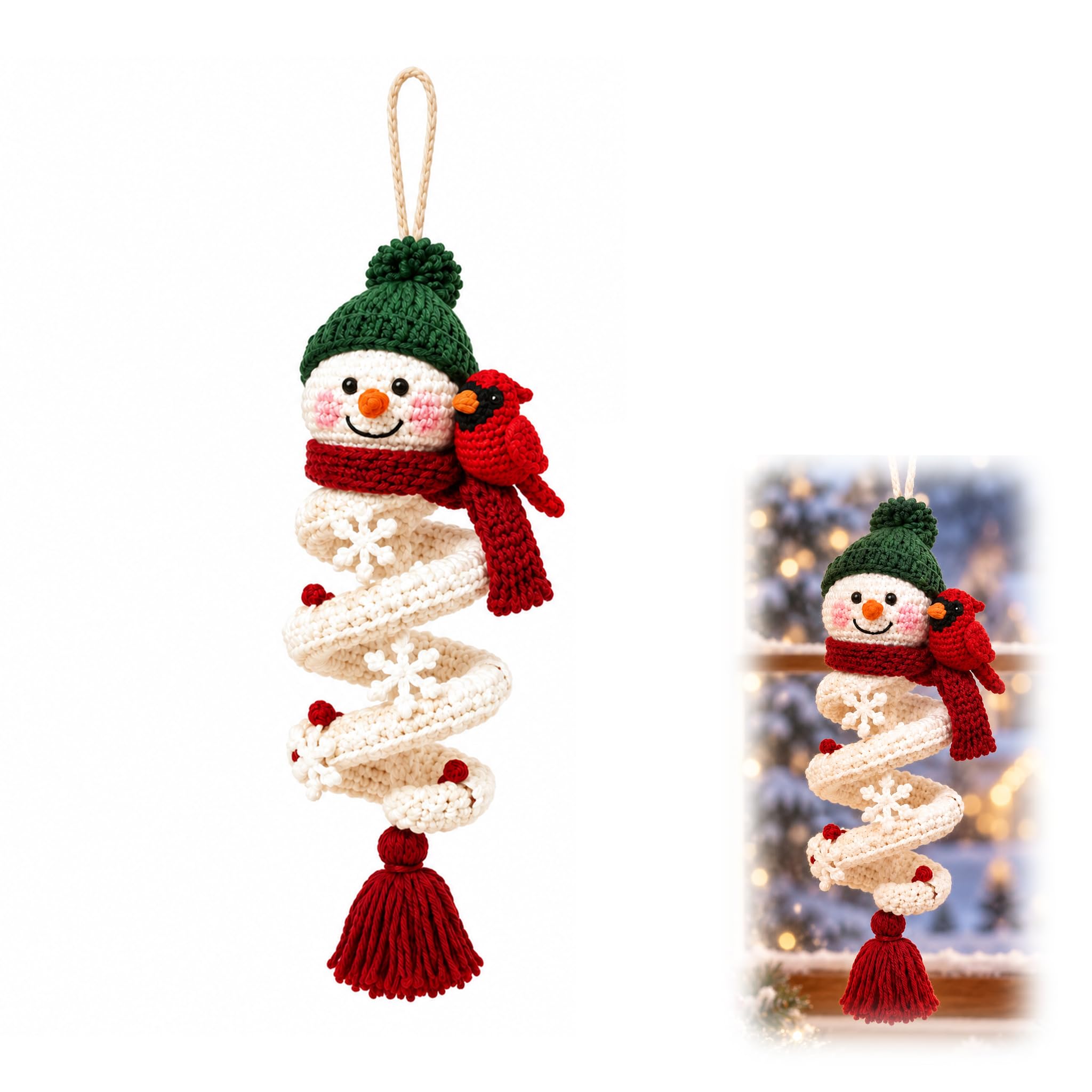 Christmas Crochet Kit for Adults UK, DIY Snowman Robin Ornament Craft