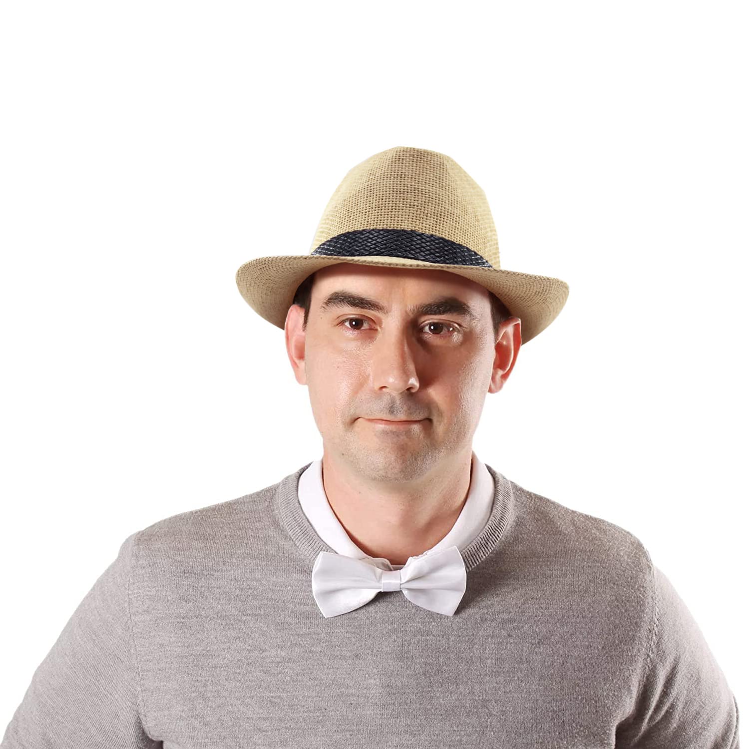 Sombrero Paja de Papel Hombre Mujer Gorra Panamá Verano Playa de ala Corta Moda Unisex 57/58CM