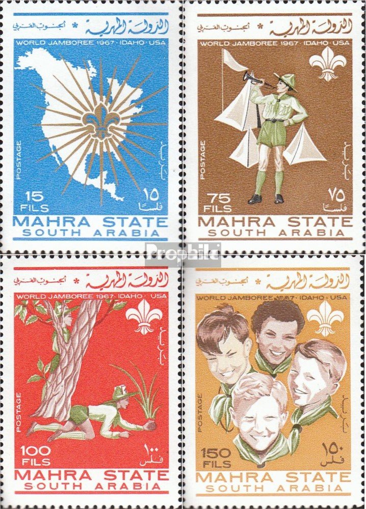 Prophila Collection Briefmarken Aden – Mahra State 58A-66A, 1967 Raketen & Raumfahrzeuge, Komplett Gestempelt, Sammler-Set