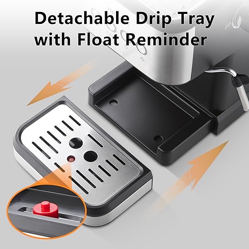 Miniatura 6 de Máquina de café expreso, 20 bares, máquina de café expreso profesional con espumador de leche, máquina de café expreso para capuchino, café con