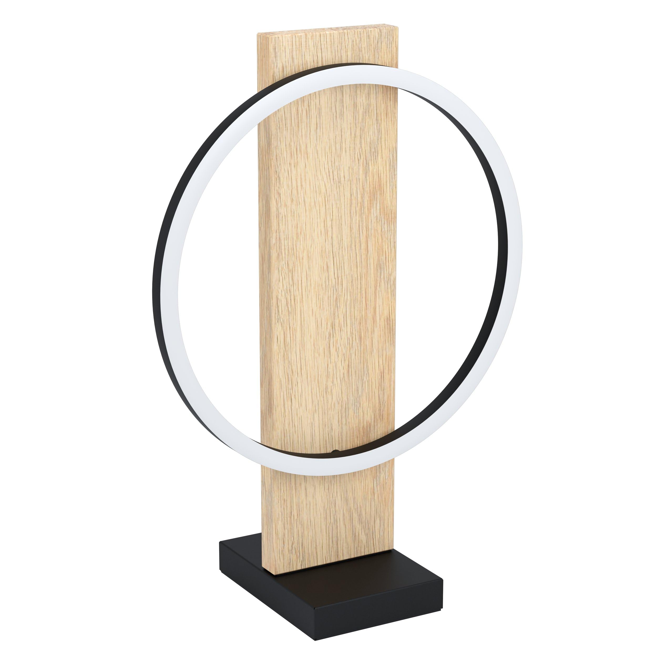 Eglo LED Bedside lamp Boyal, Table Light Made of Natural Wood, Black Metal and White Plastic, Living Room Lighting with Switch, Warm White