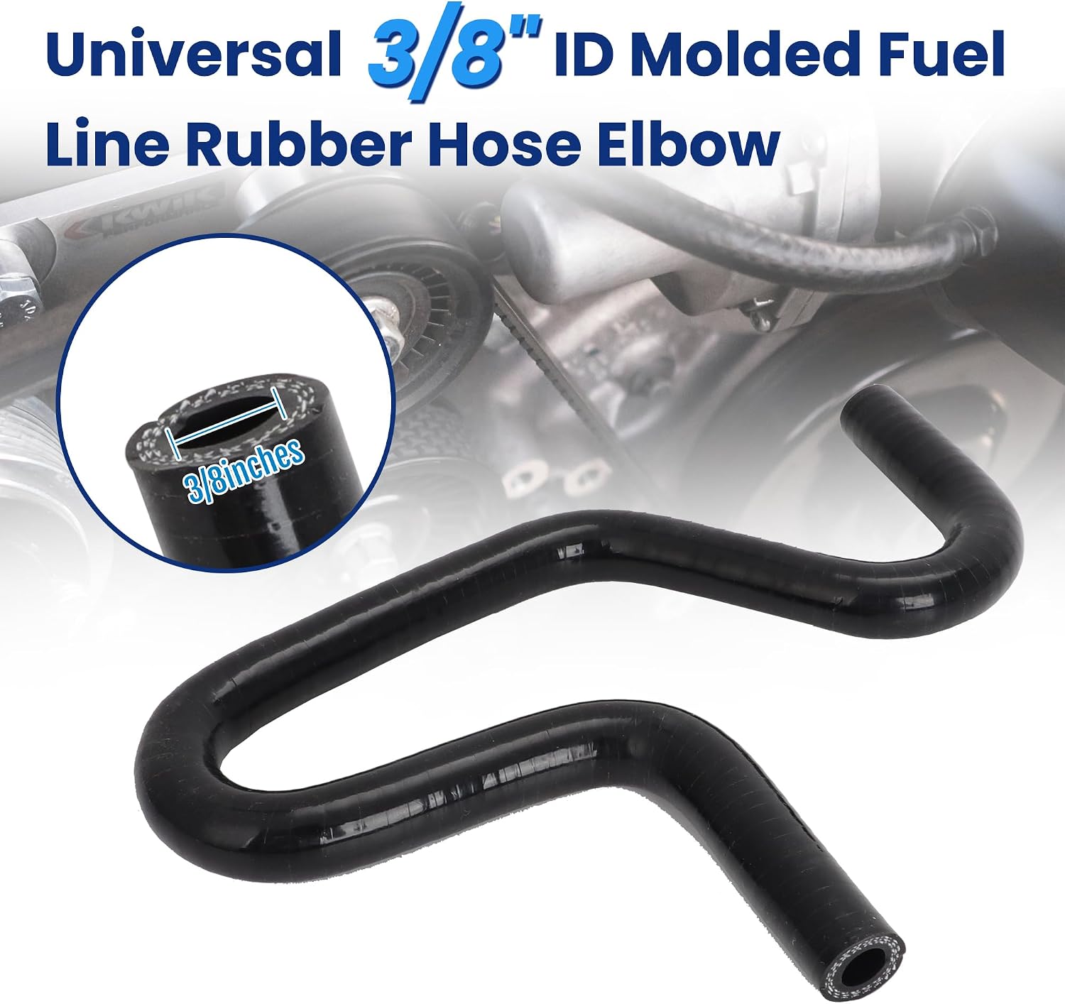 Motoparty 3/8" Fuel Line Rubber Hose Elbow 45 90 135 180 Degree Bend