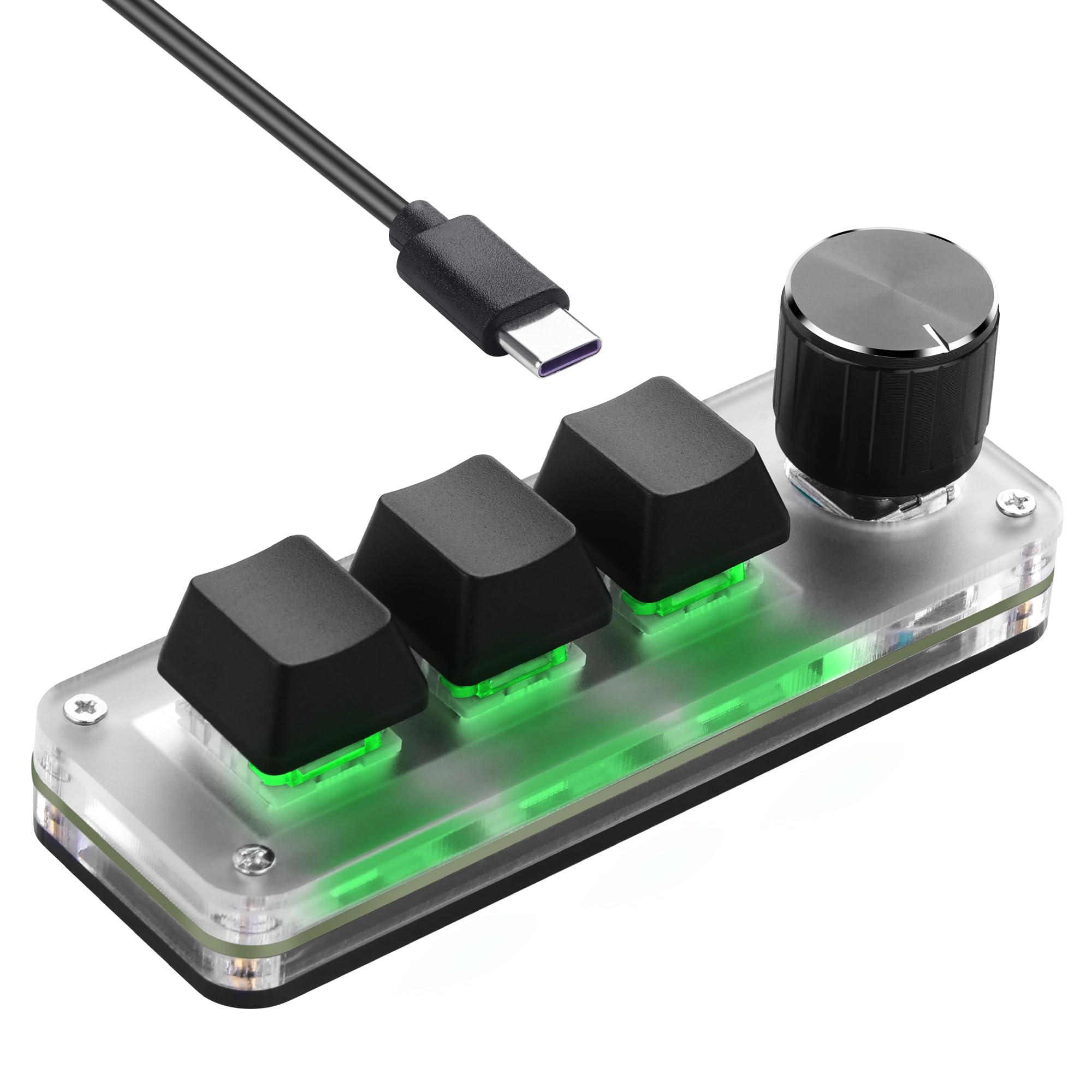 SinLoon コンパクトプログラマブルメカニカルキーボード | 3キー＋1ノブ マクロ定義ショートカット | PC設定対応 DIY多機能キーボード Mac OS、Windowsに対応 ポータブル熱抜差し式マクロキーパッド ゲーム/オフィス/動画編集向け
