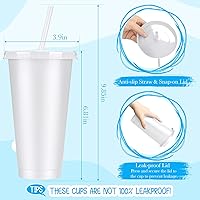 Vista 2 de 24 vasos de plástico de 24 onzas con tapas y pajitas, vasos de plástico de Navidad, vasos reutilizables para agua y café helado, para adultos