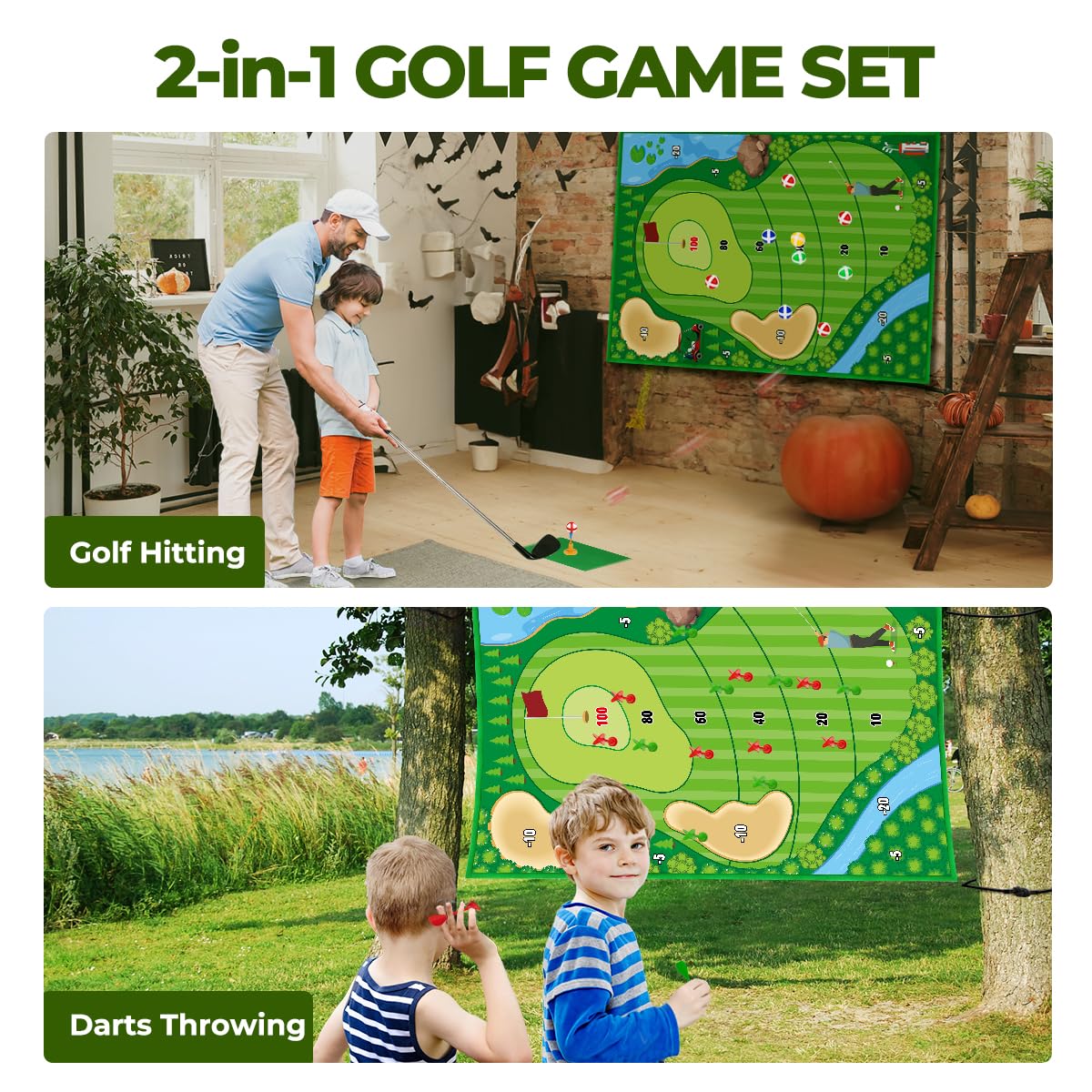 ゴルフゲーム - 子供向けゴルフトレーニングセット,室内や家庭の庭で使えるインタラクティブなトレーニング機器付きクラブパッティンググ おもちゃ ミニ  ゴルフ パッティング 子供 ゴルフセット トレーナー キッズ ゴルフ セット 子供 男の子 女の子 小学生 6歳 ゴルフ ...