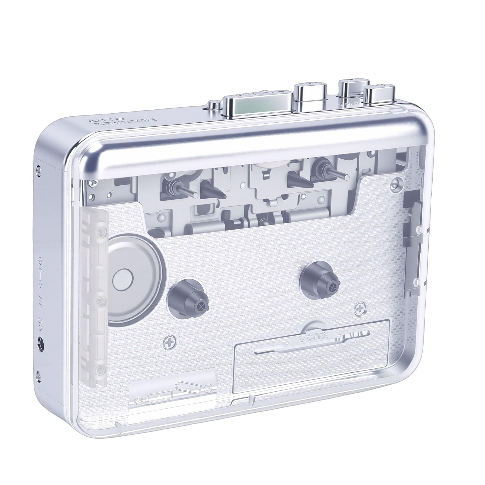 Fockety Lettore di Cassette, Convertitore USB Diretto da Cassetta a MP3 Opzioni Doppia Alimentazione Lettore di Cassette Portatile con Doppi Altoparlanti Jack per Cuffie per Appassionati di Musica