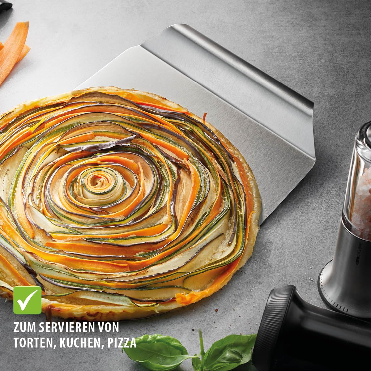 GEFU Kuchen- und Pizzaheber EASY | Edelstahl-Servierheber für Torte, Pizza & Gebäck | Pflegeleicht, spülmaschinengeeignet, sicher in der Handhabung
