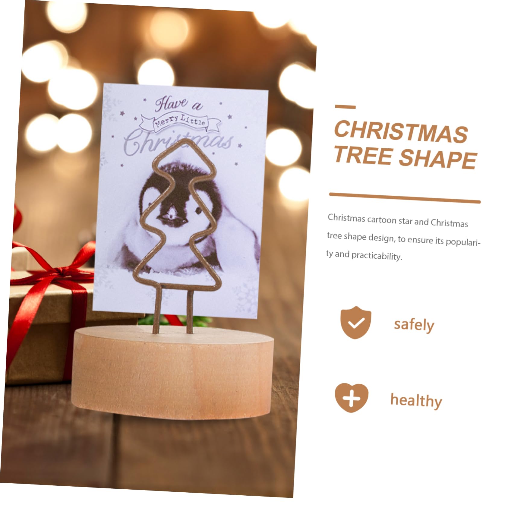 Operitacx 36pezzi Supporti Per Note Tema Natalizio Clip Forma Di Albero Di Natale Ferro Con Base Legno Per Decorazioni Di Feste e Ricevimenti