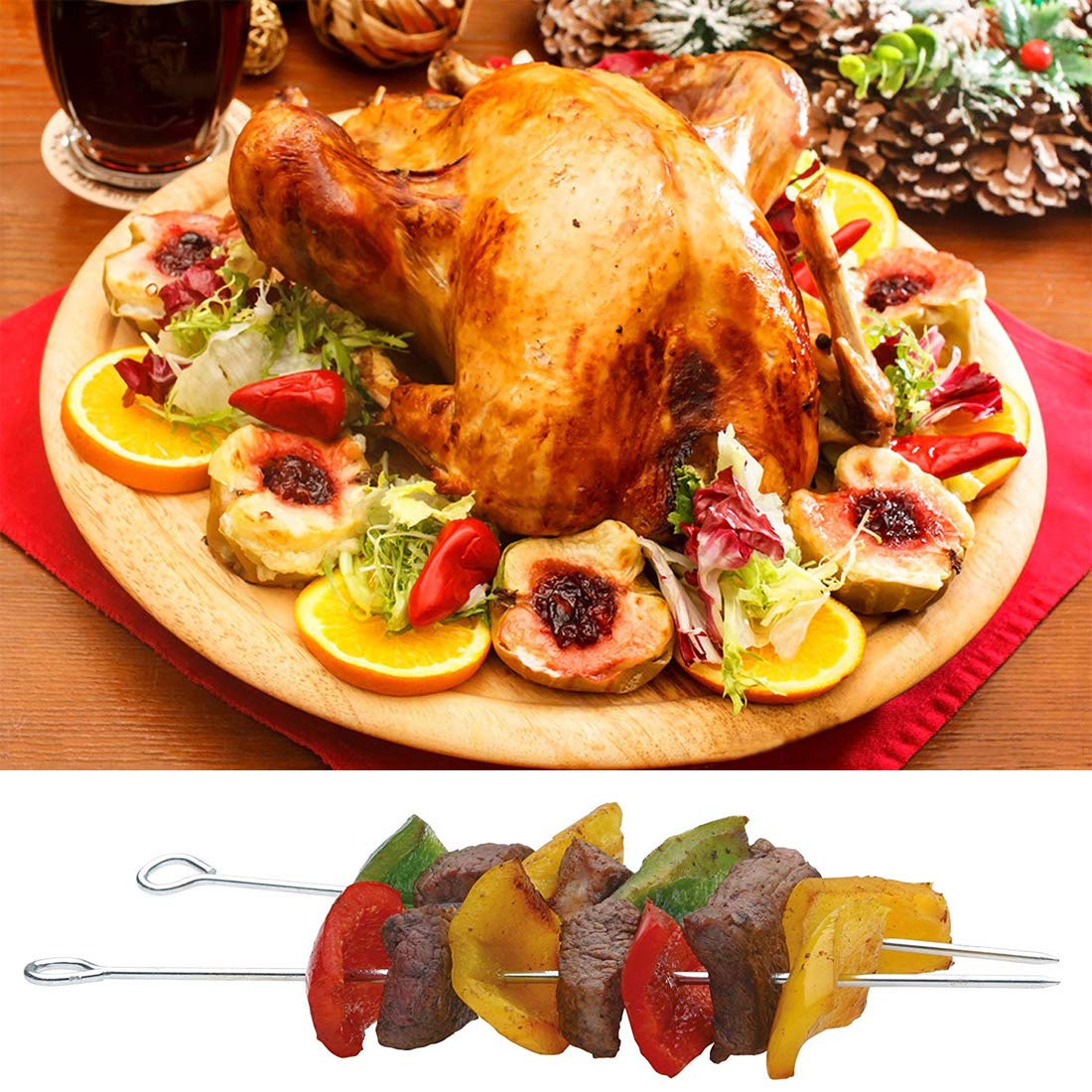 Polly Online Spiedini da Barbecue in Acciaio Inossidabile da 15 cm, Bastoncini da Cocktail, riutilizzabili Martini in Vetro da 50 Pezzi