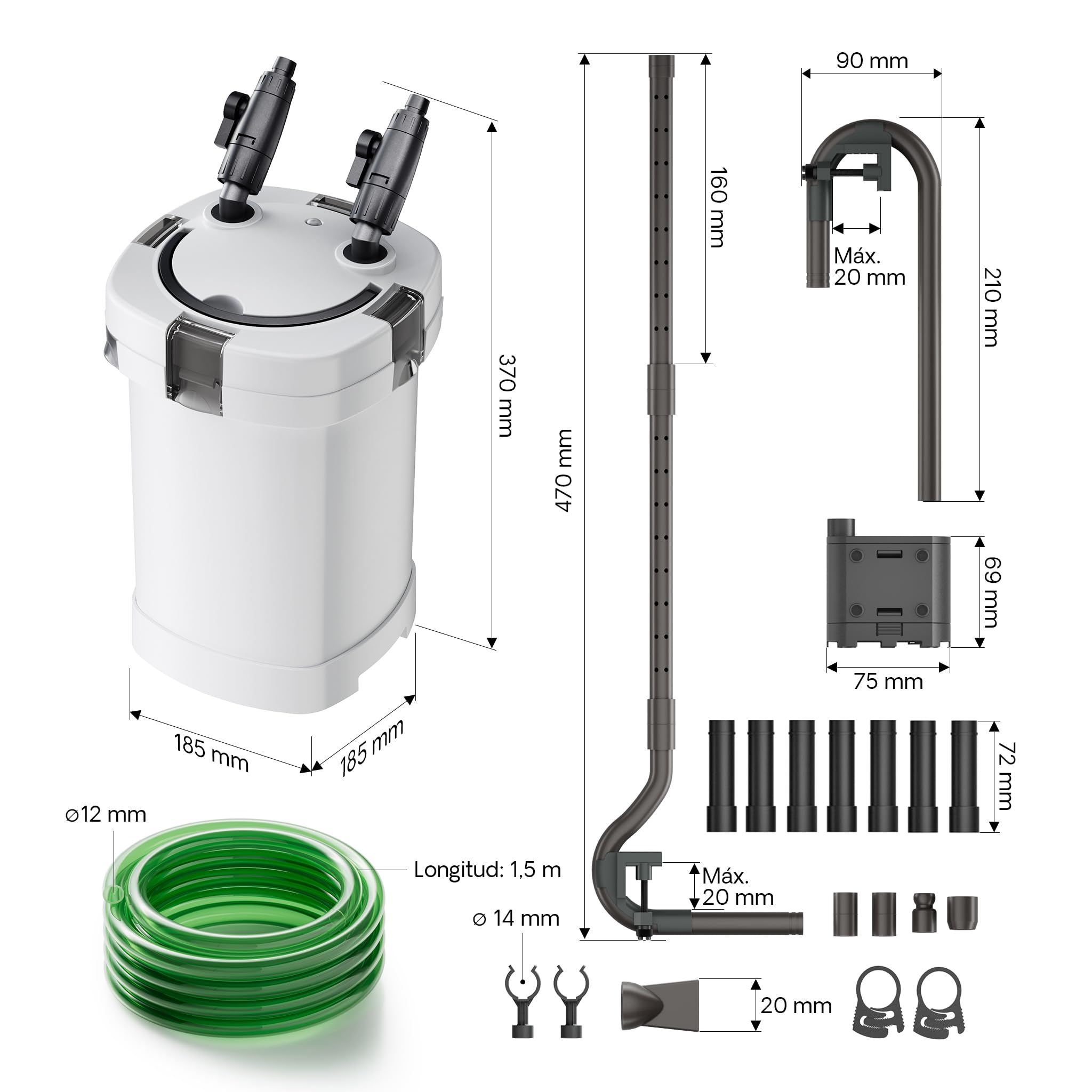 SunSun HW-504A Filtro Externo Acuario 800 L/h 15 W 4 Etapas