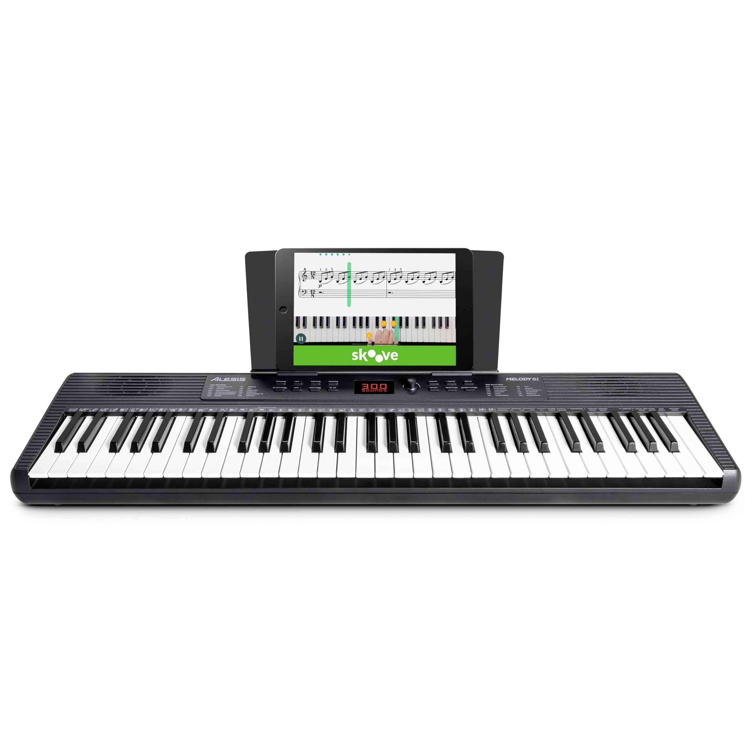 Alesis Melody 61 Keyboard Piano for Beginners with 61 Keys, Speakers, Tablet/Sheet Music Stand, 300 Sounds and Music Lessons