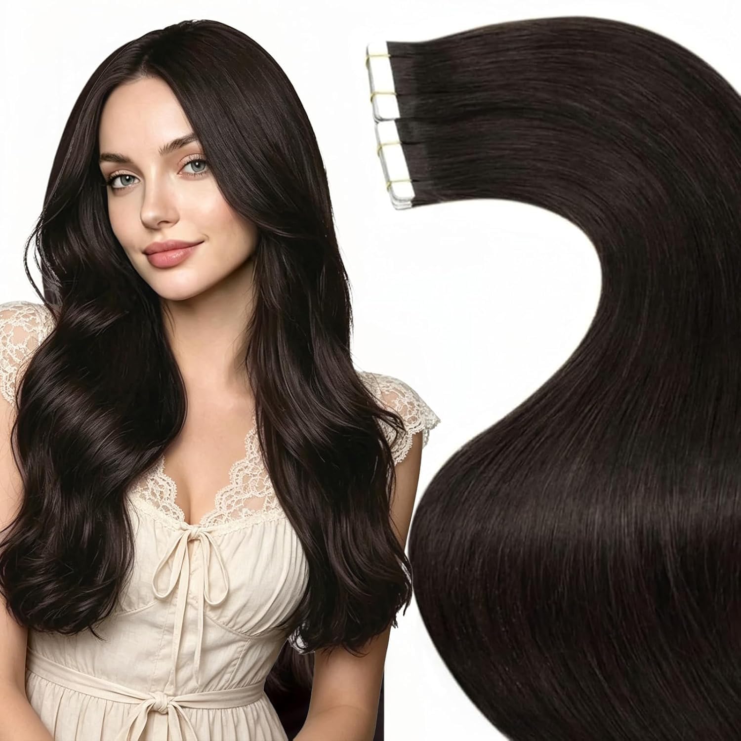 LaaVoo Tape in Extensions Echthaar Remy Haarverlängerung Echthaar Extensions Tapes