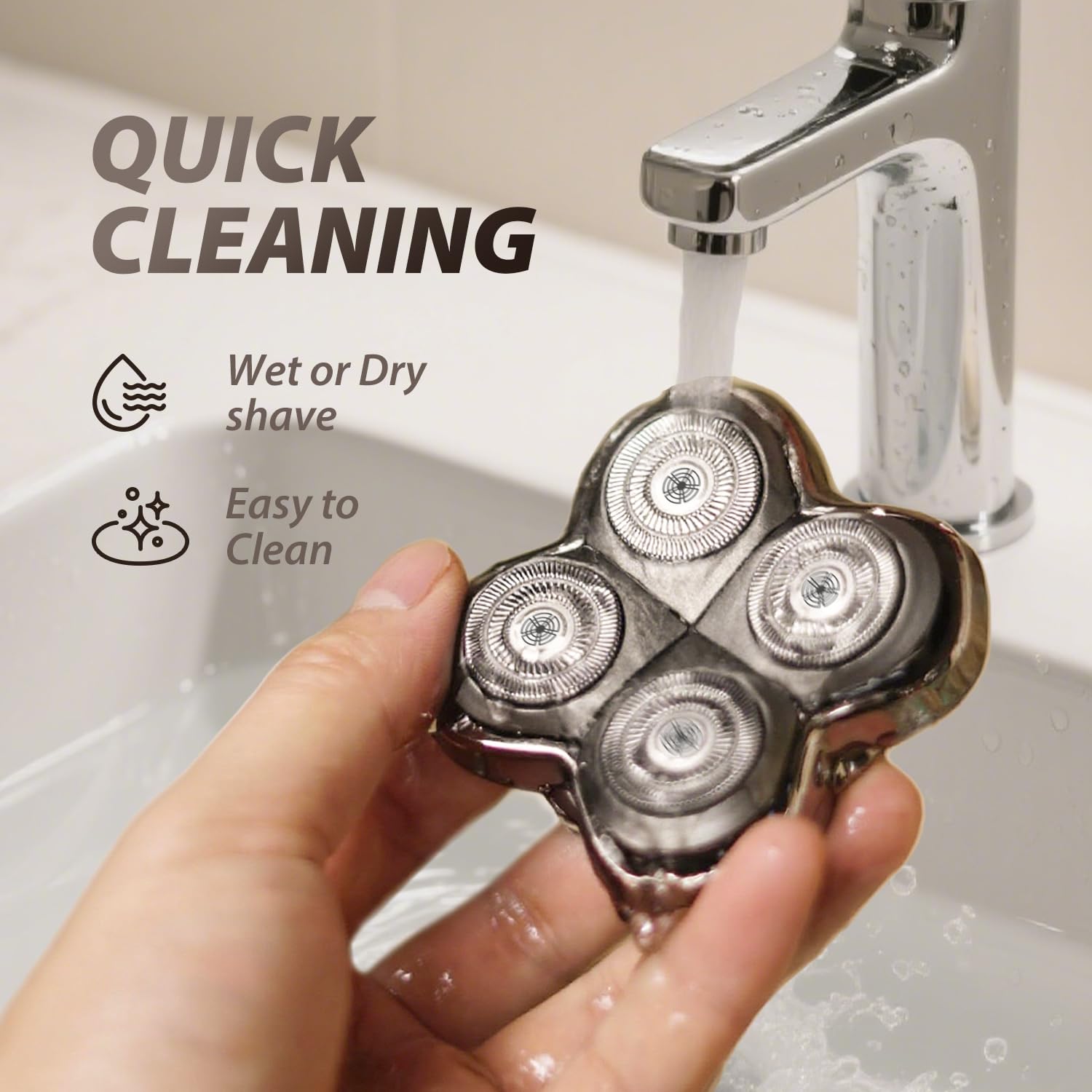 Replacement Shaver Heads for Skull Shaver, 4D Floating Blades for Pitbull Gold/Pro/Silver, Palm & Butterfly Kiss Electric Shavers, Dry & Wet Use, Waterproof Razor Head Cartridge - Image 6