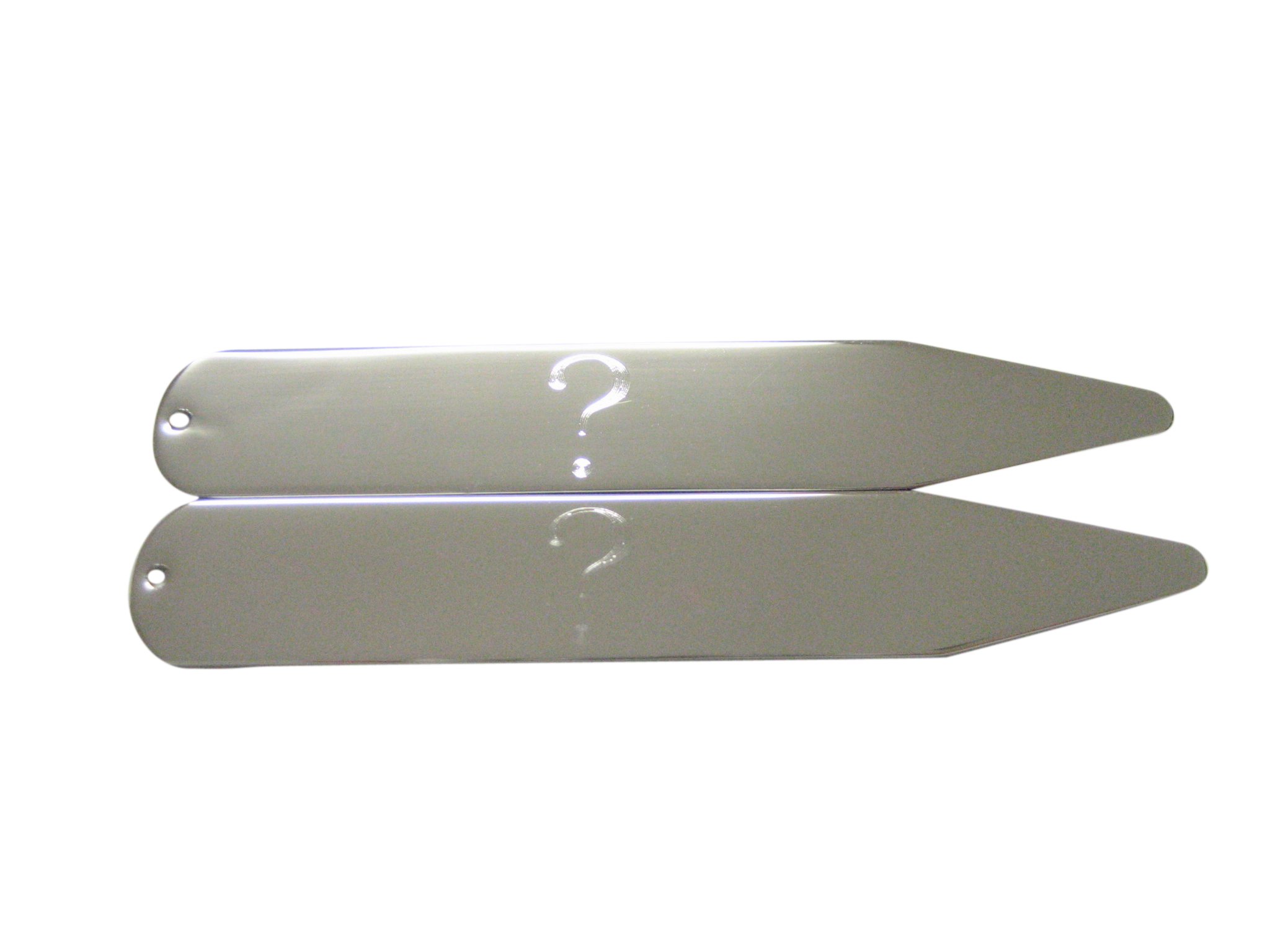 Kiola Designs Silver Toned Etched Question Mark Collar Stays, NA, NA
