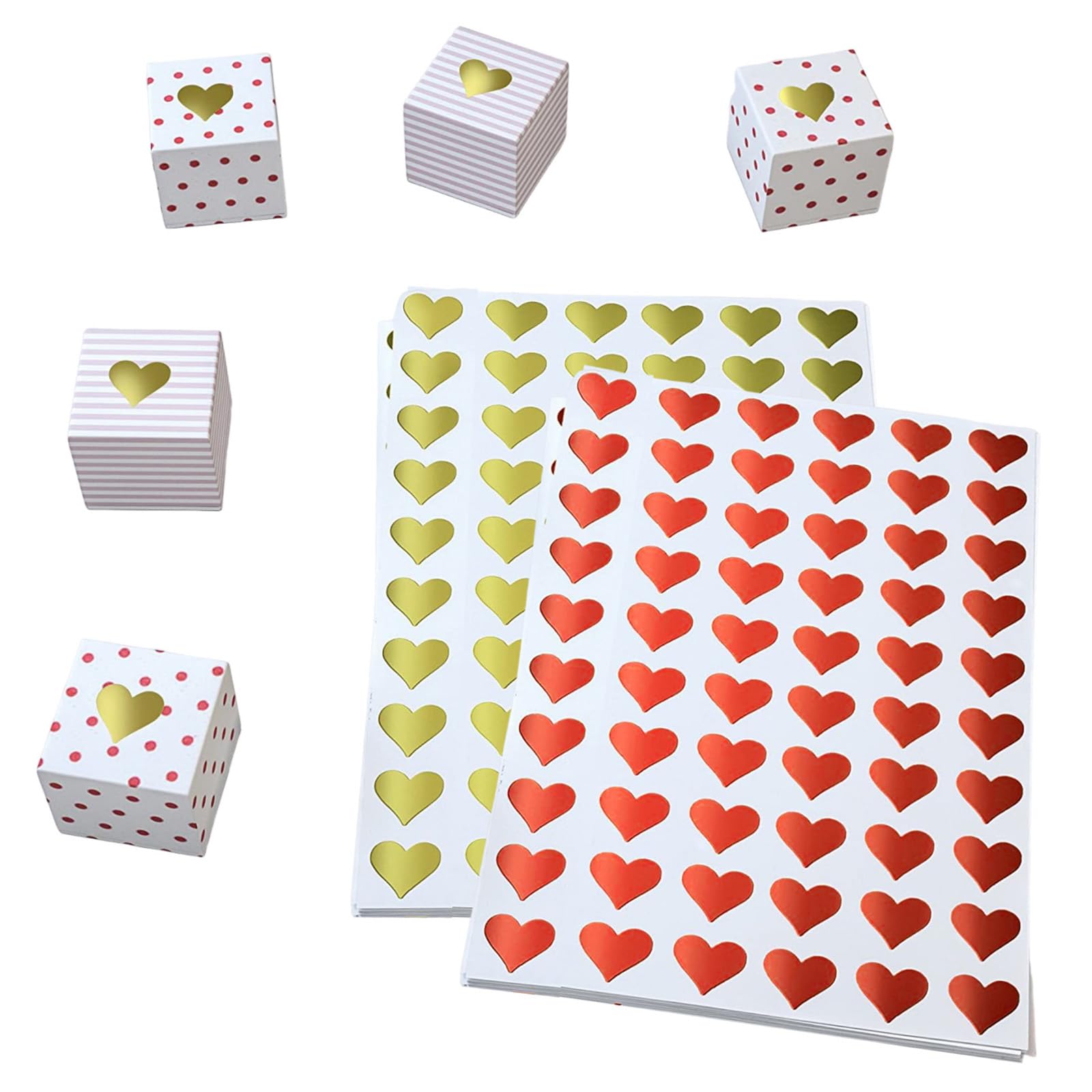 1200 Piezas Mini Pegatinas Corazones Pequeños Dorados Rojo, 13mm Pegatinas Autoadhesiva para Decoración Regalos Boda Aniversario Adorno Corazón Tarjetas Sobres Manualidades Scrapbooking