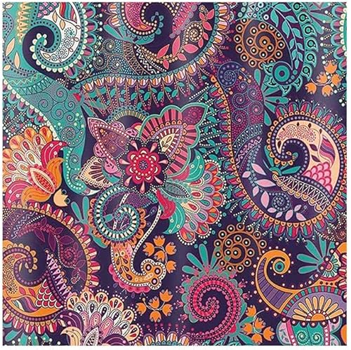 CESGFC Mantel cuadrado bohemio con mandalas, estampado floral morado con estampado de cachemira, colorido, adecuado para restaurante, picnic,