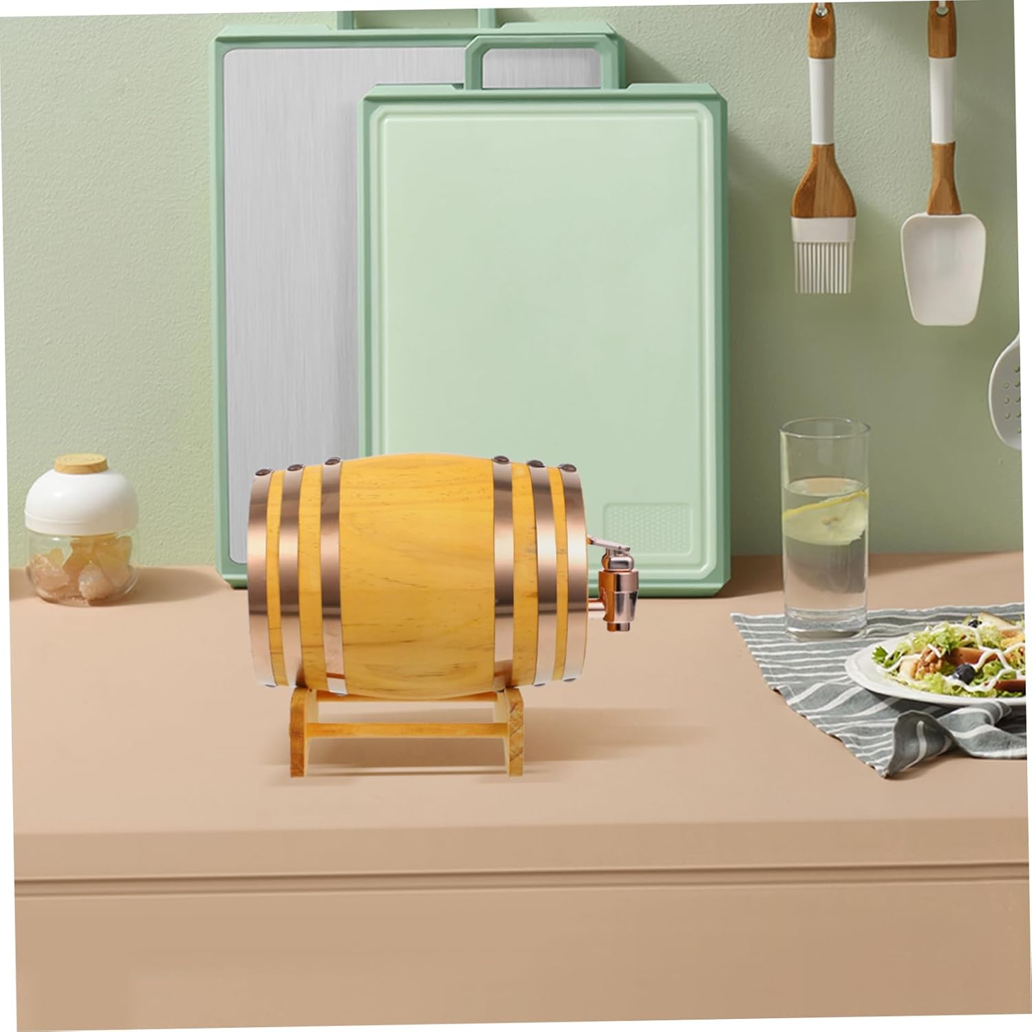 Wine Barrel with Stand Rustic Mini Drink Dispenser for Parties Capacity Oak Construction Vintage Design for Home Bar and Restaurant Use