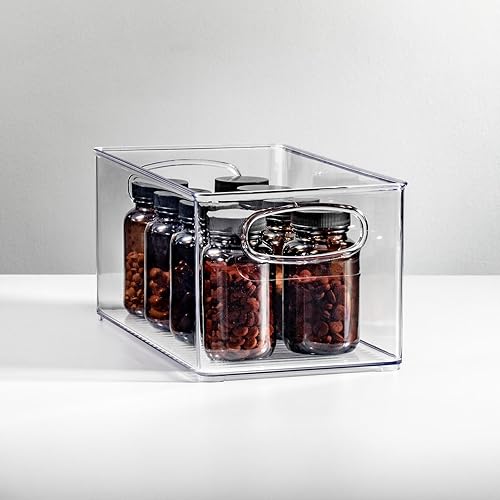 Miniatura 2 de mDesign Ligne Collection - Organizador de almacenamiento de plástico, contenedor ancho con asas para baño, organización del hogar, capacidad para