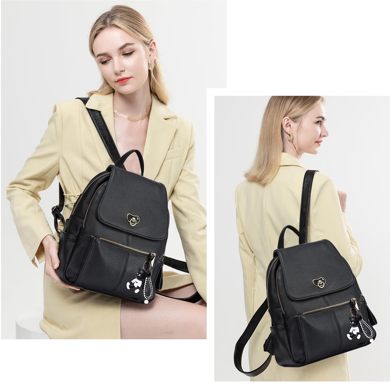 AINUOEY Donna Borse a Zaino Borsa a Zainetto Elegante Tracolla Zaini Firmate Marca Zainetti Antifurto PU pelle 73502 1 pz Nero