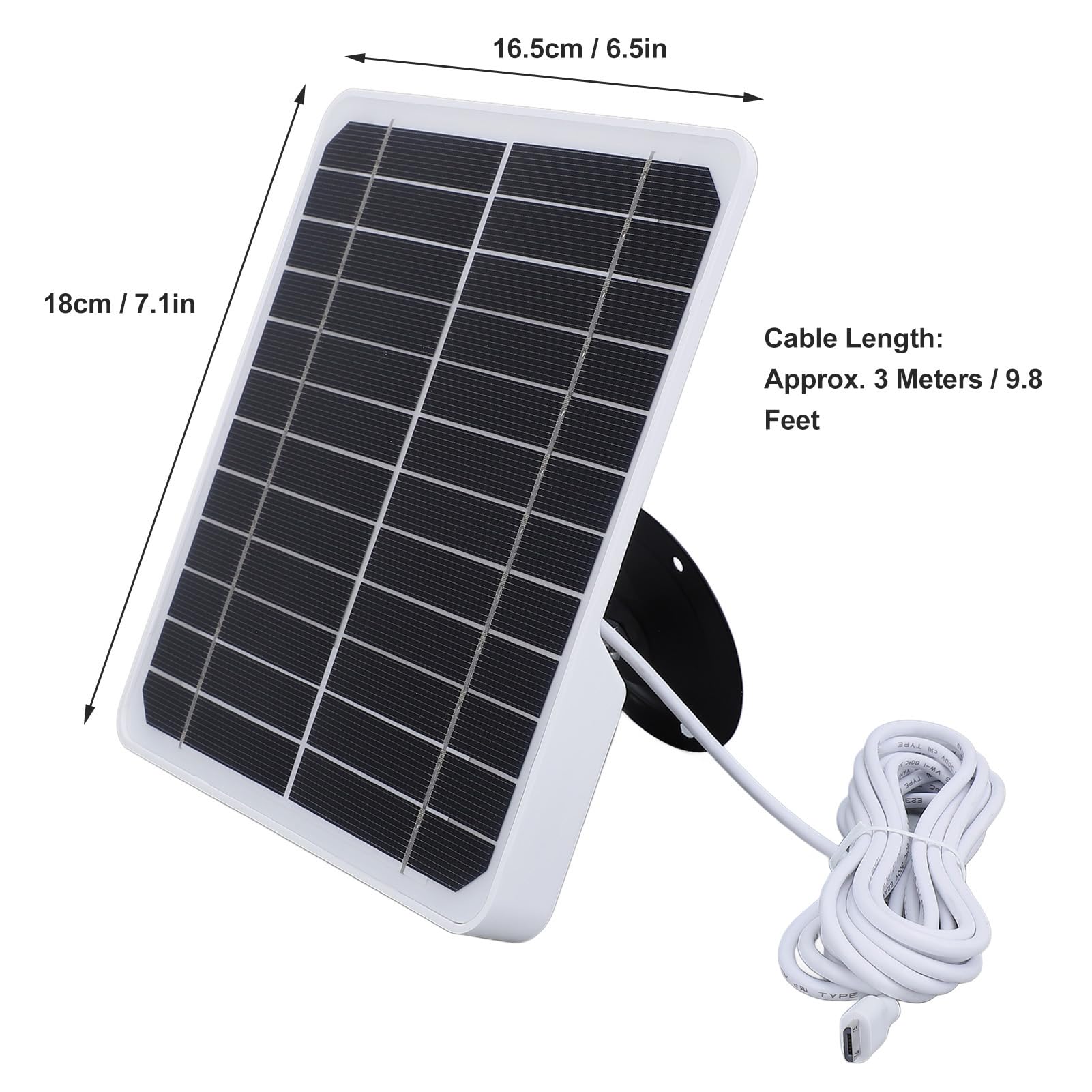 Pannello solare per telecamera di sicurezza, 20 W 5 V, pannello solare compatibile con fotocamera a batteria ricaricabile, caricabatterie da esterno IP68 USB impermeabile con supporto regolabile