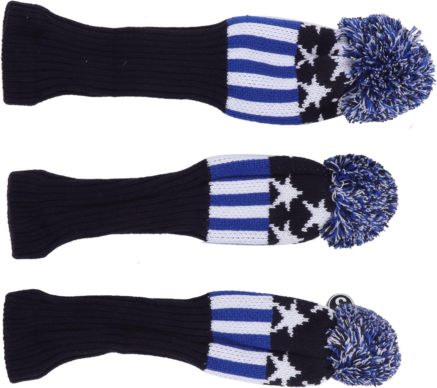 Keenso Knitted Club Head Covers, No.1/3/5 3 Covers in 1 Set Club Woolen Yarn Knit Cover for Wooden Club Head Protection